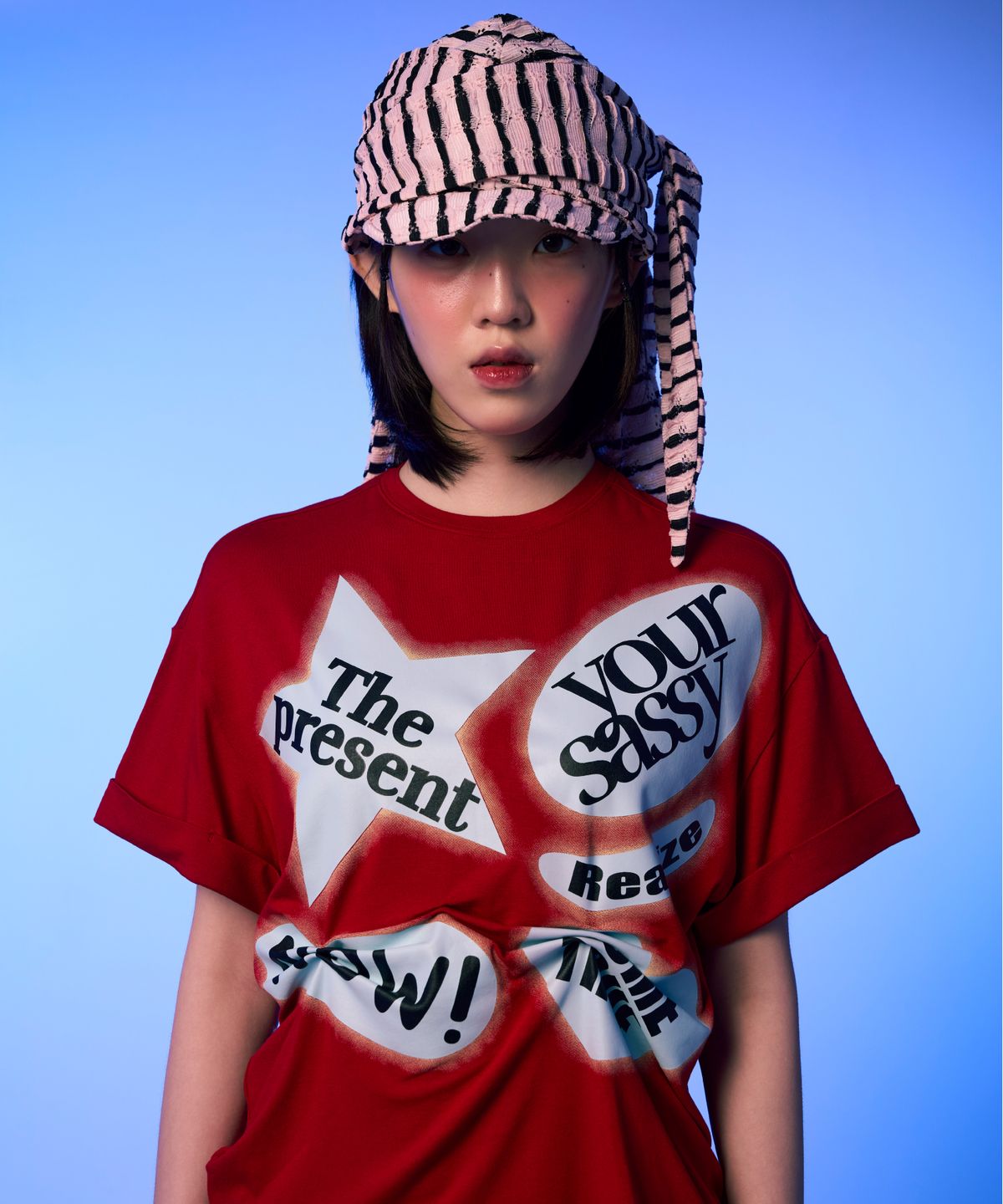 유얼쎄시(YOUR SASSY) Roll-Up Pin Tuck Tee (RED)