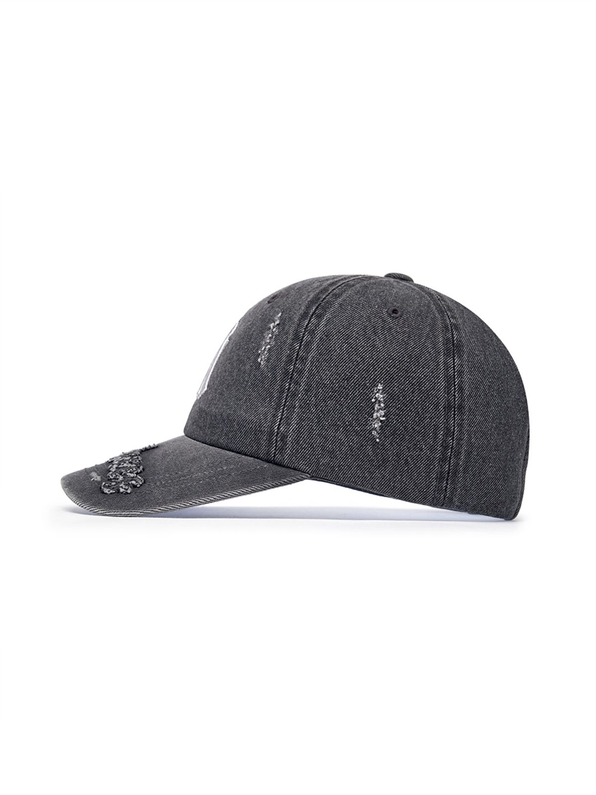 엠엘비(MLB) 빈티지 디스트로이드 데님 언스트럭쳐 볼캡 NY (Black)