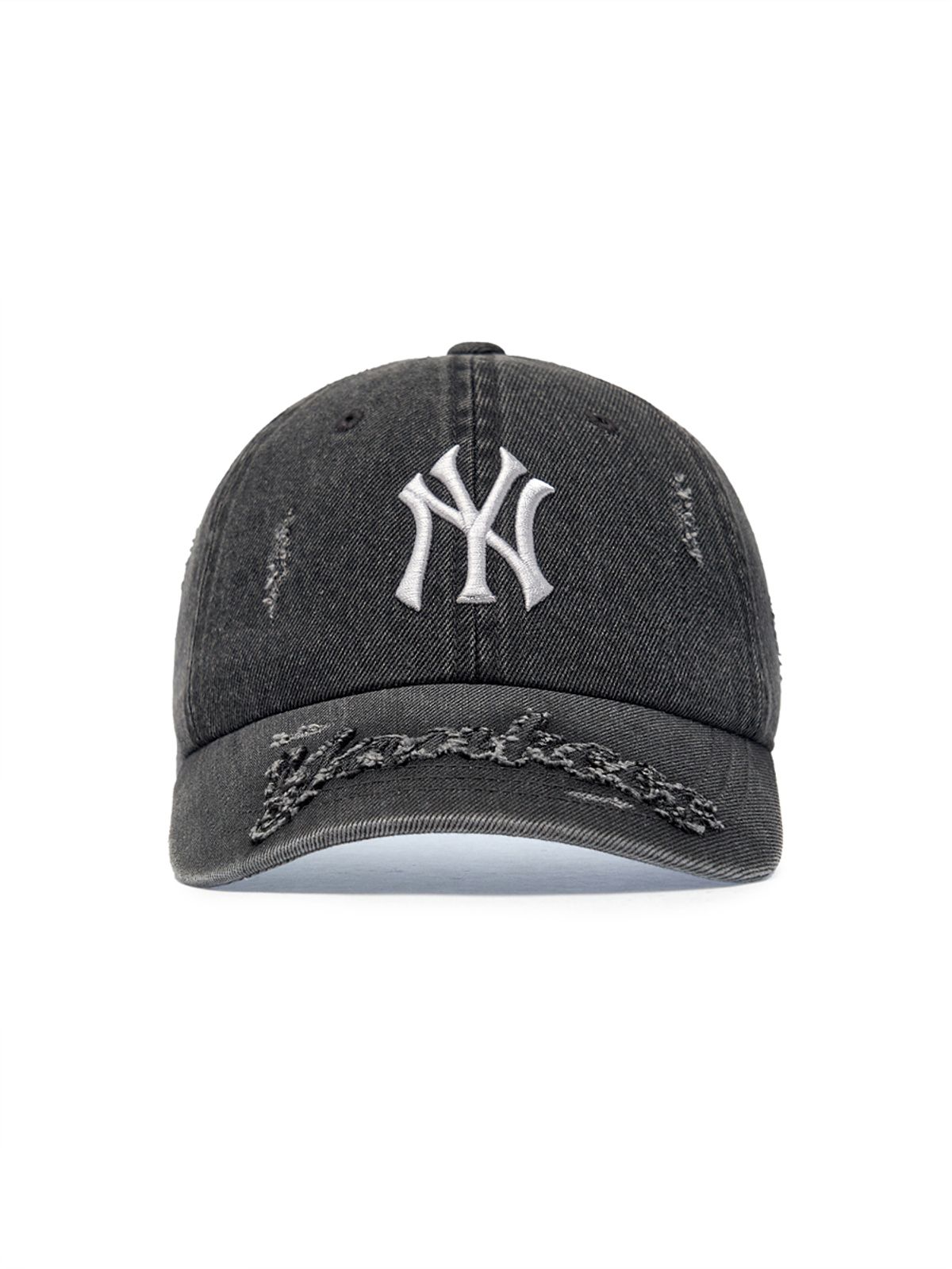 엠엘비(MLB) 빈티지 디스트로이드 데님 언스트럭쳐 볼캡 NY (Black)