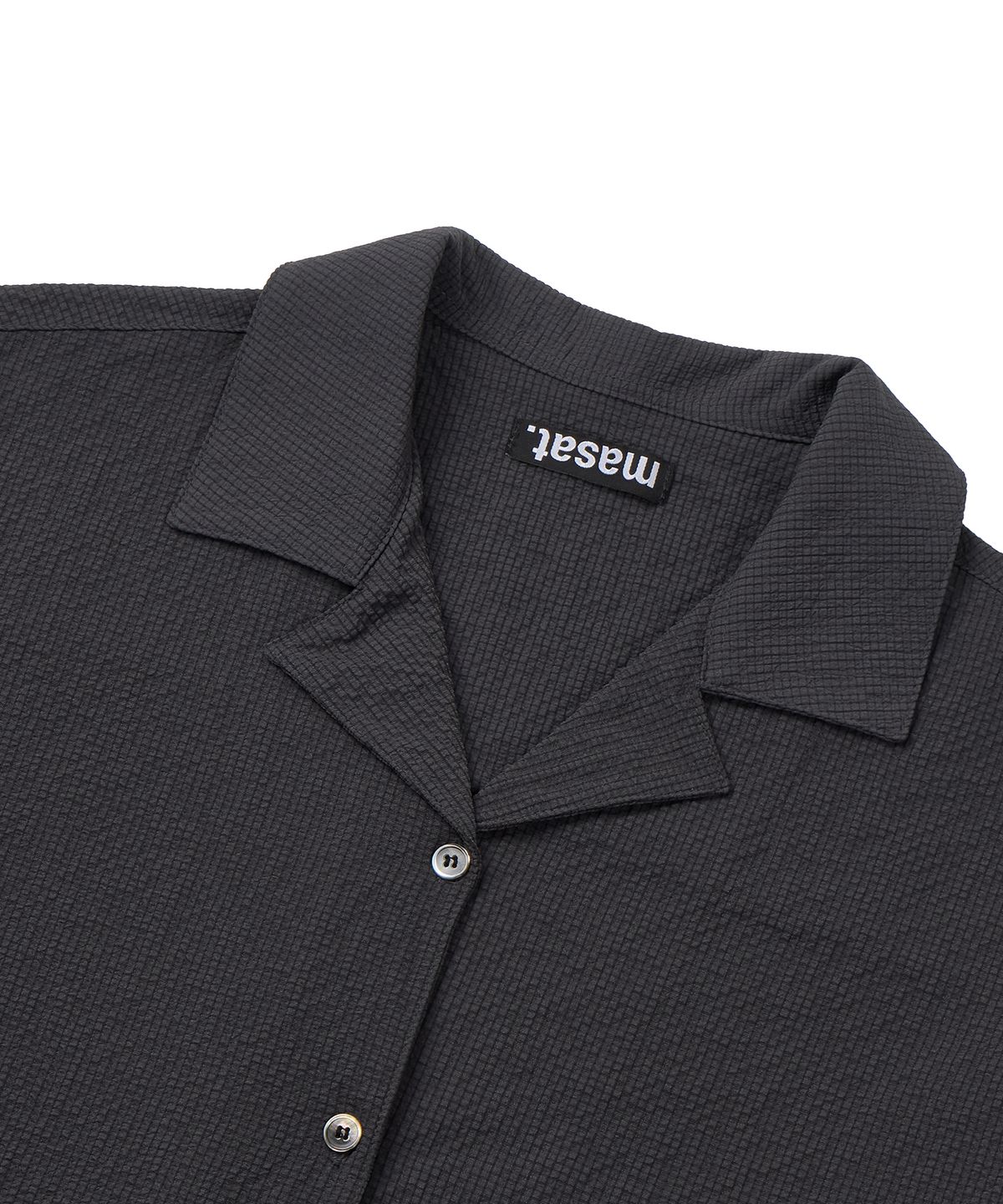 마사트(MASAT) Gingham Check Open Collar Shirt _ Dark Gray