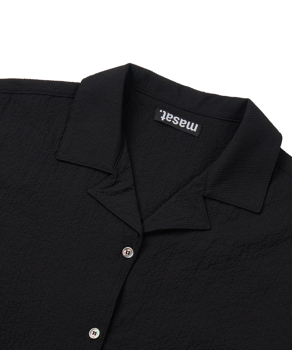 마사트(MASAT) Gingham Check Open Collar Shirt _ Black