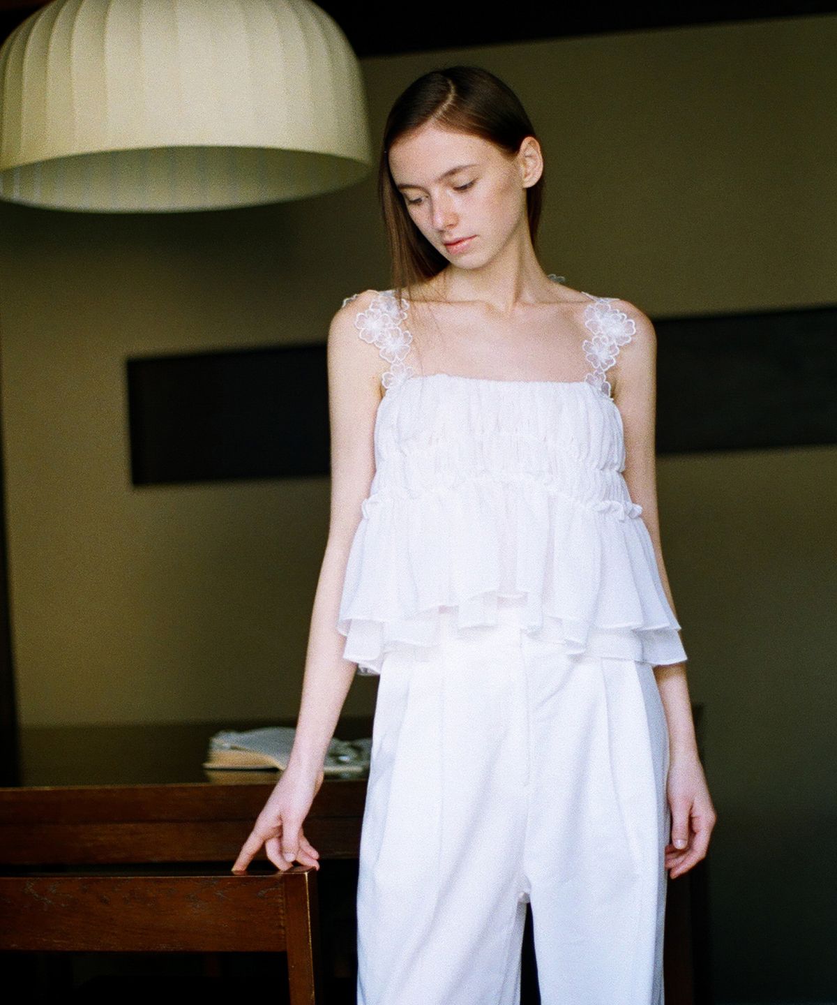 더티스(THETIS) DELPHINIUM CHIFFON SHIRRING TOP_TT5S210