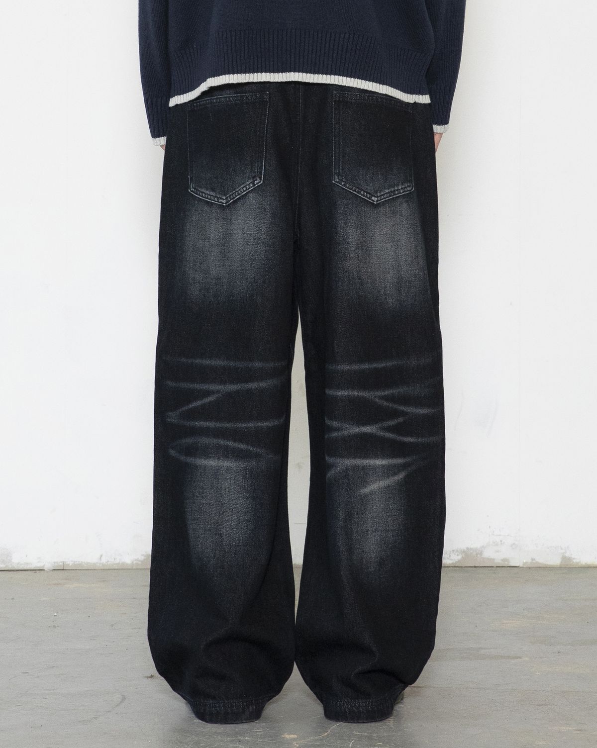 글랙(GLACK) GP110 그림 펑크 워싱 데님 팬츠 (BLACK)