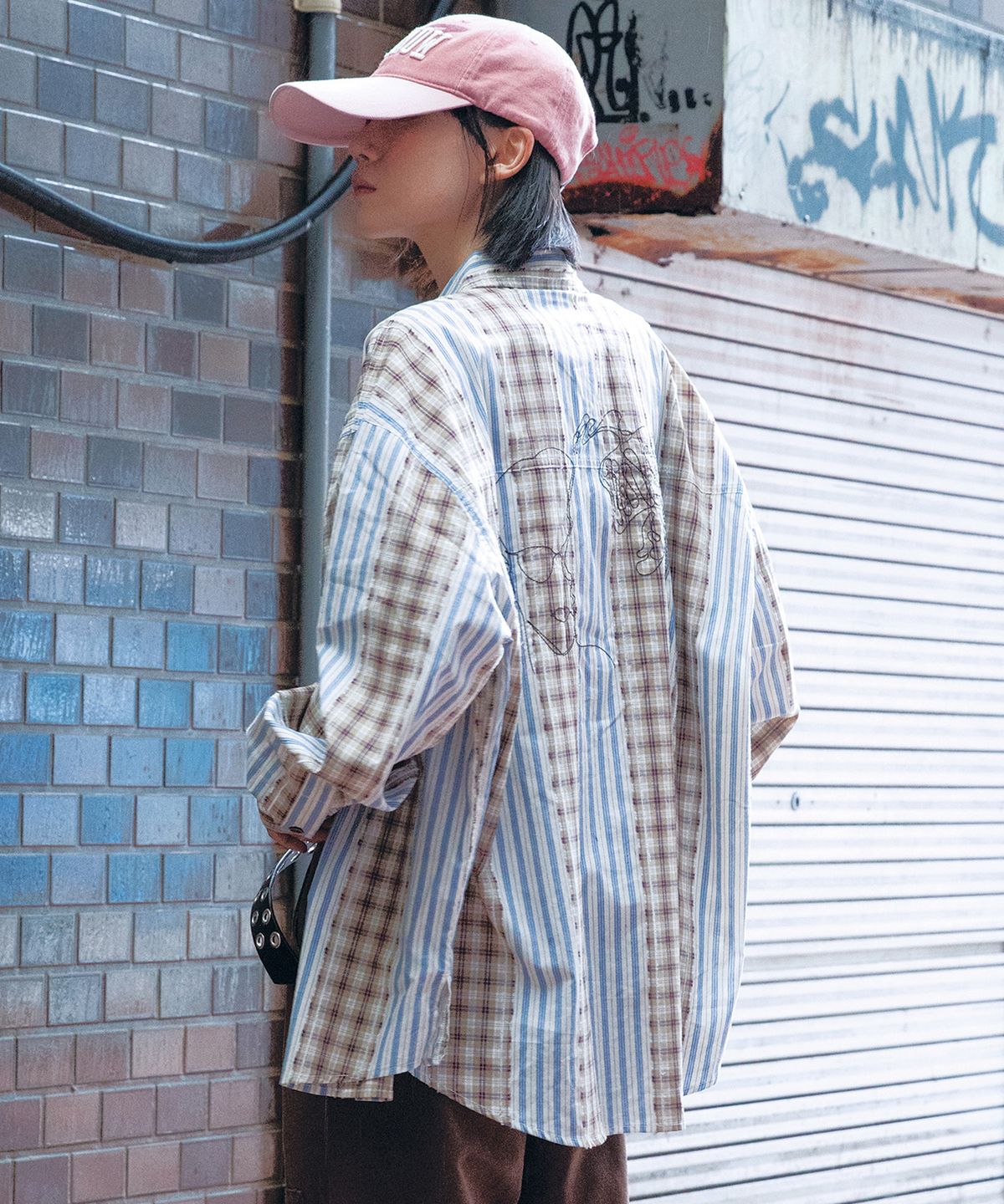 글랙(GLACK) GS011 리플리 크로키 와이드 셔츠 (BROWN)
