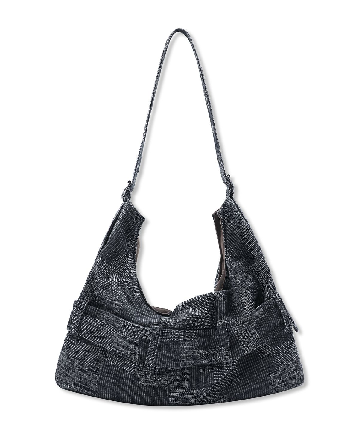 글랙(GLACK) GB009 벨트 디테일 데님 숄더백 (BLACK)