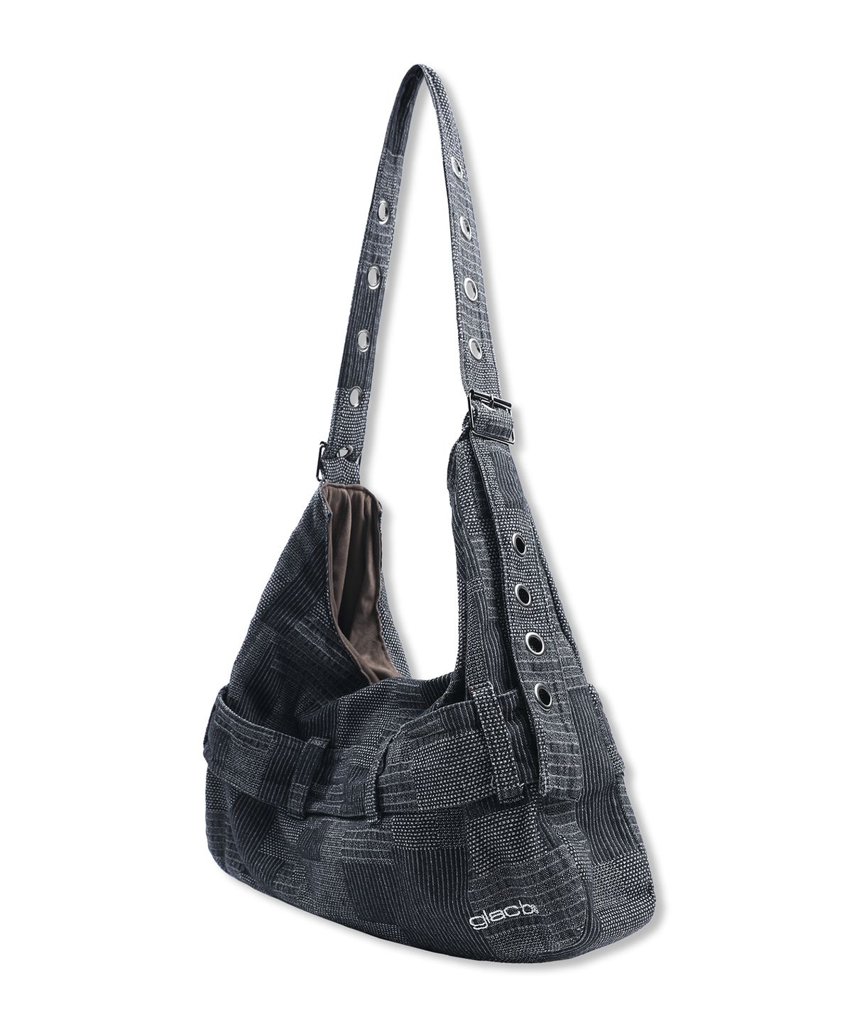 글랙(GLACK) GB009 벨트 디테일 데님 숄더백 (BLACK)