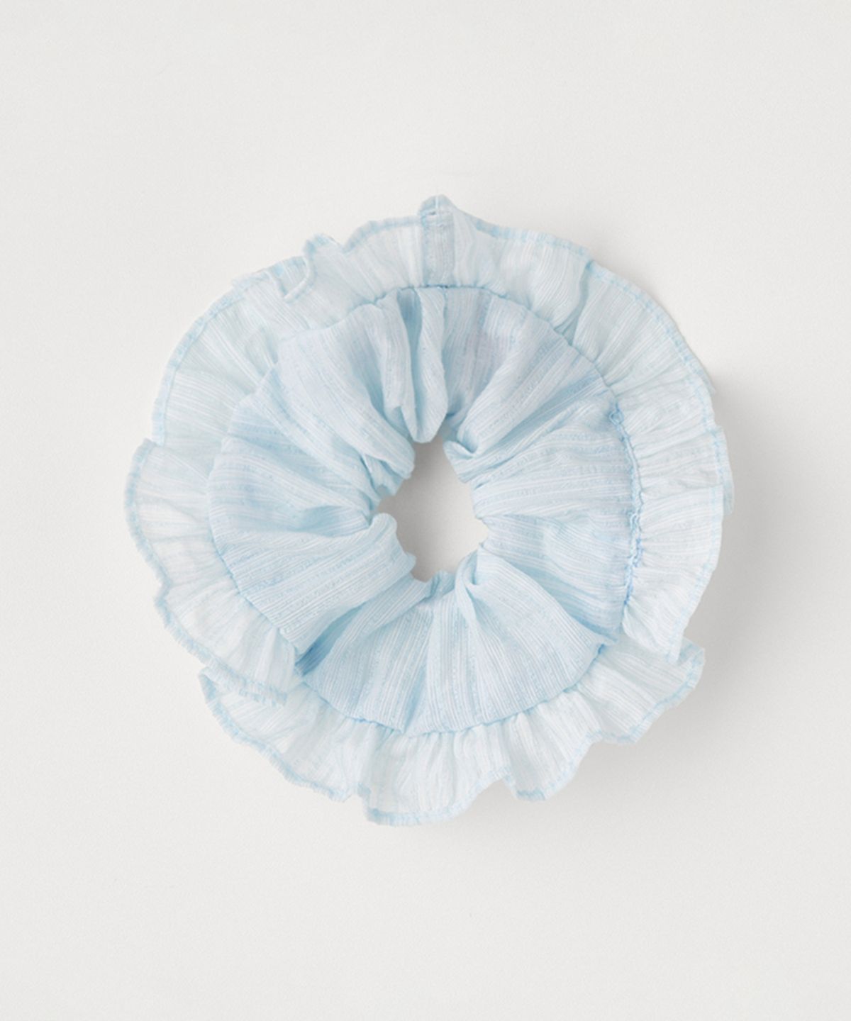 셀리테일즈(CELITAILS) WRINKLED STRIPE SHIRT & SCRUNCHIE SET_SKY BLUE