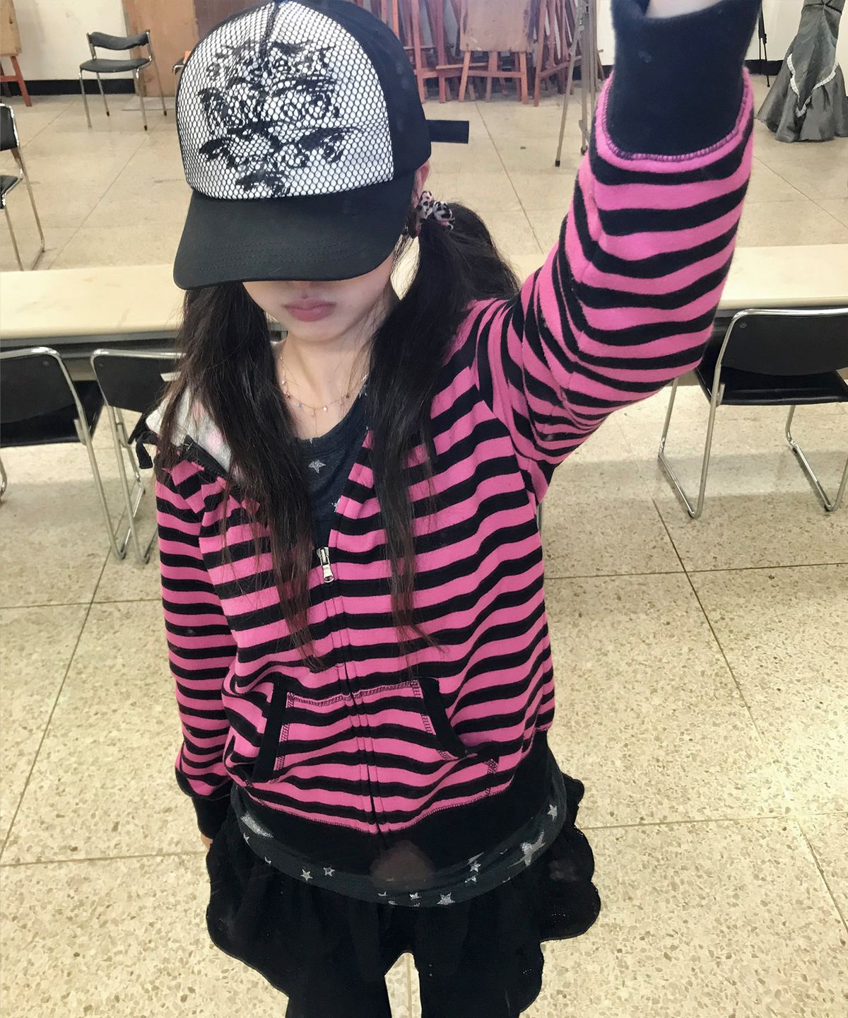 이시옷(ISEOT) Overmesh Glitched Cap_Black