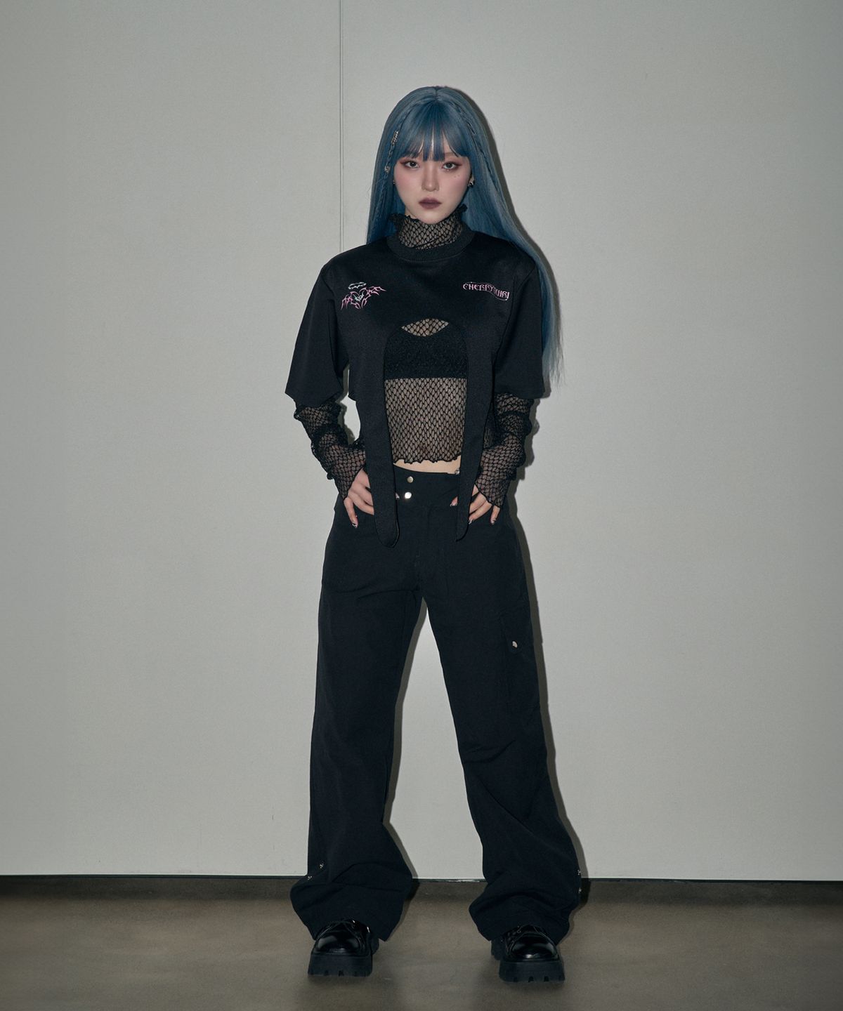 체리퀴리(CHERRYQUIRI) angel number layered top set - black