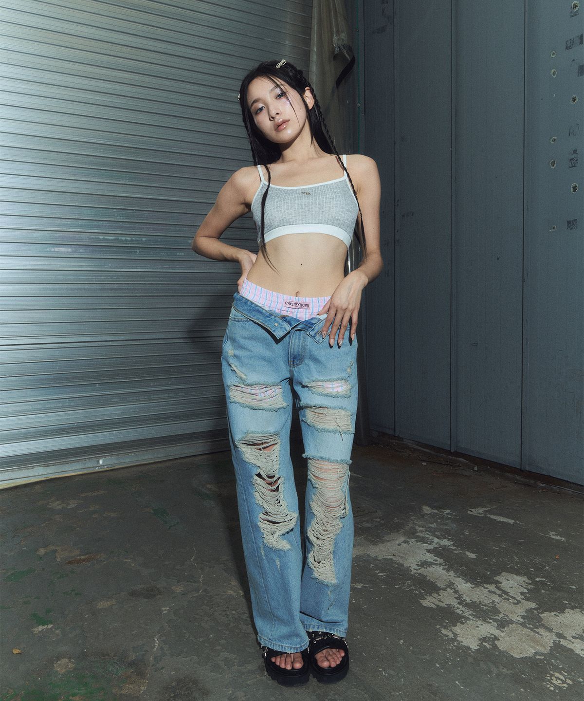 체리퀴리(CHERRYQUIRI) basic bra top - light grey