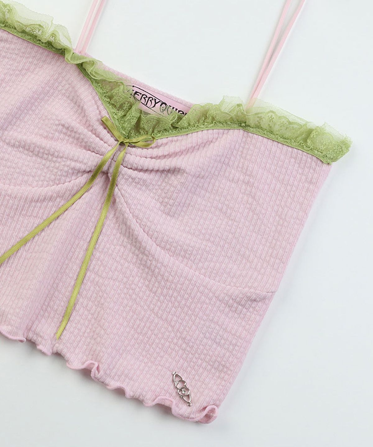 체리퀴리(CHERRYQUIRI) lace top warmer set - pink