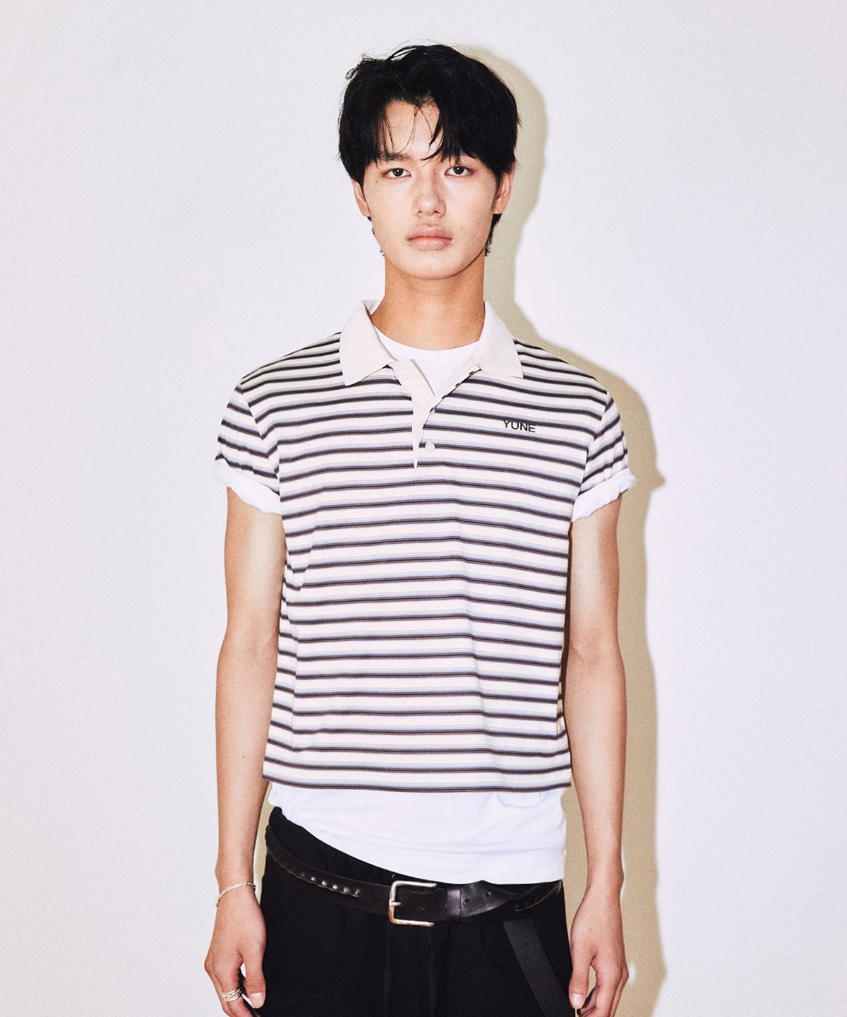 유네(YUNE) Shift Stripe PK Shirt_[Ivory]