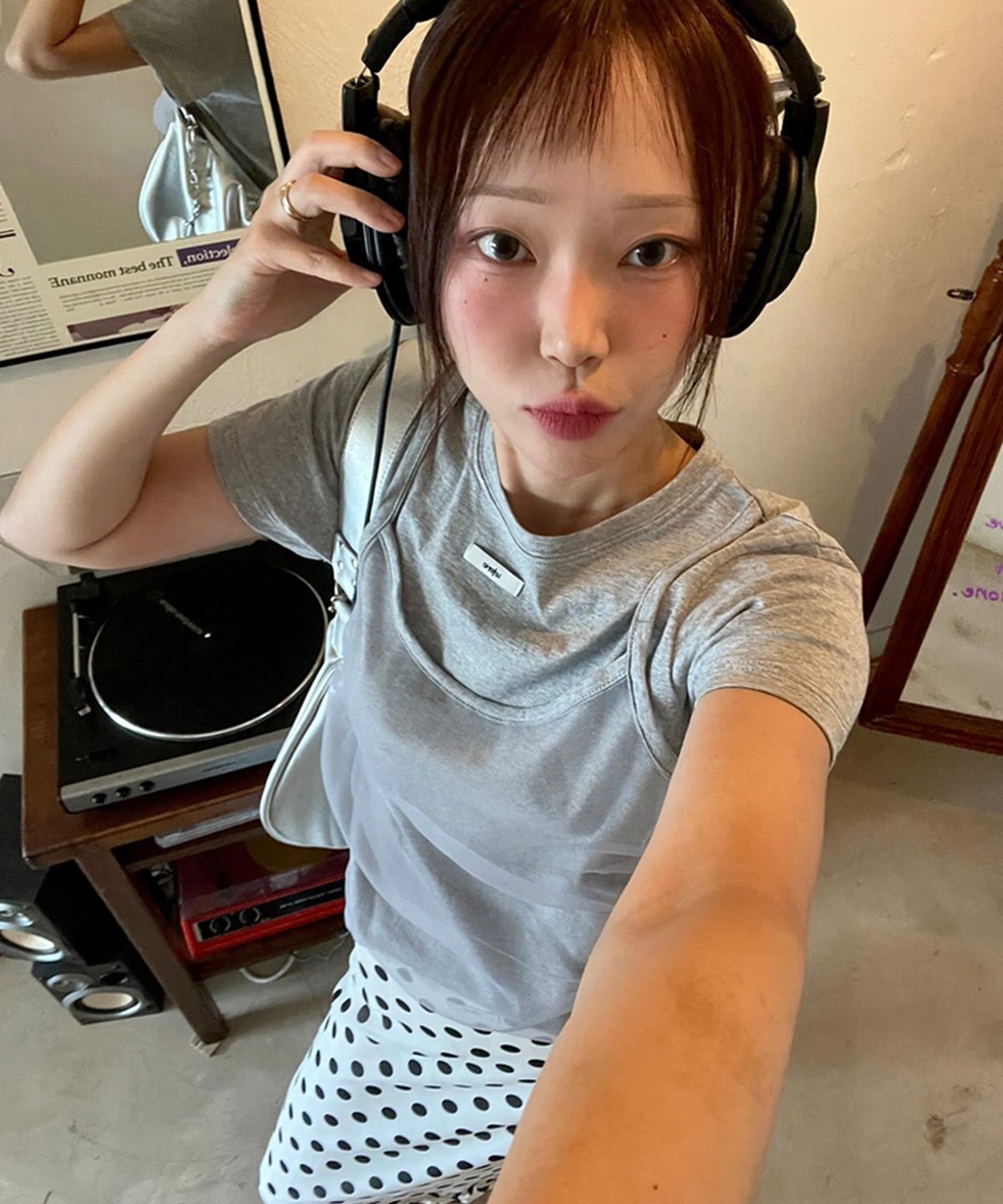 레터리(LETERIE) BUSTIER LAYERED T-SHIRT_GREY