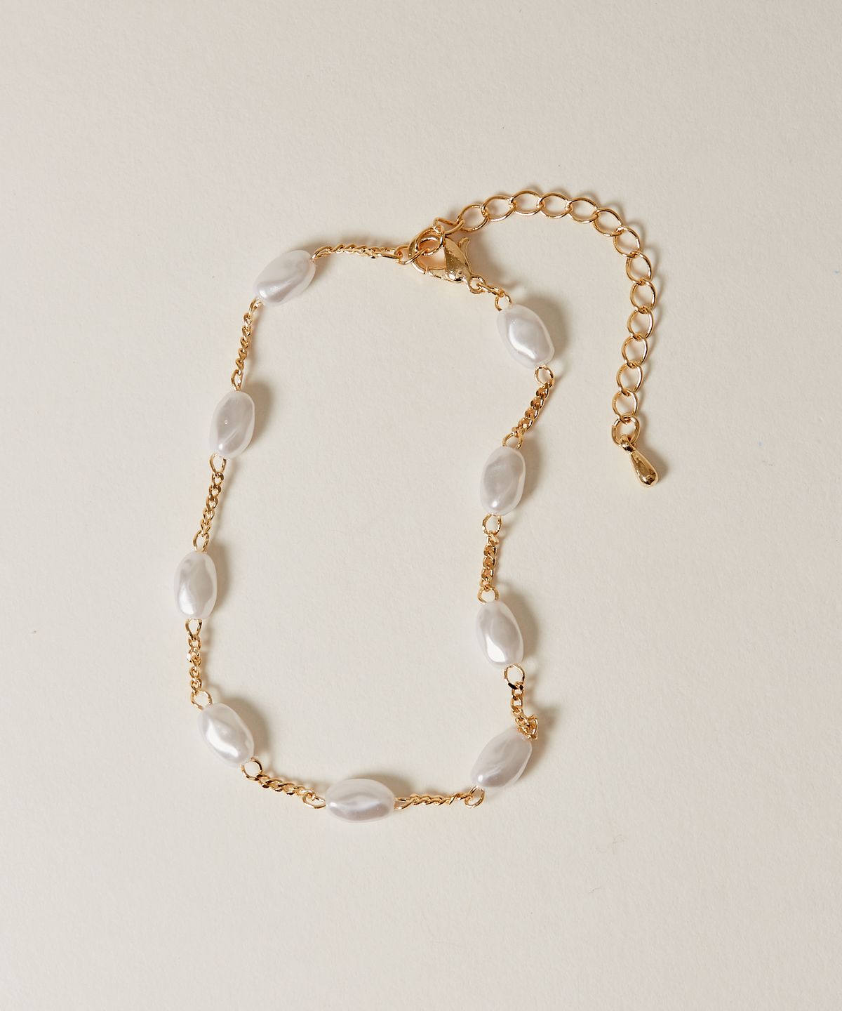 노비스도쿄(NOVICE TOKYO) 바로크 내로우 진주 팔찌 Baroque Pearl & Narrow Chain Bracelet / Gold