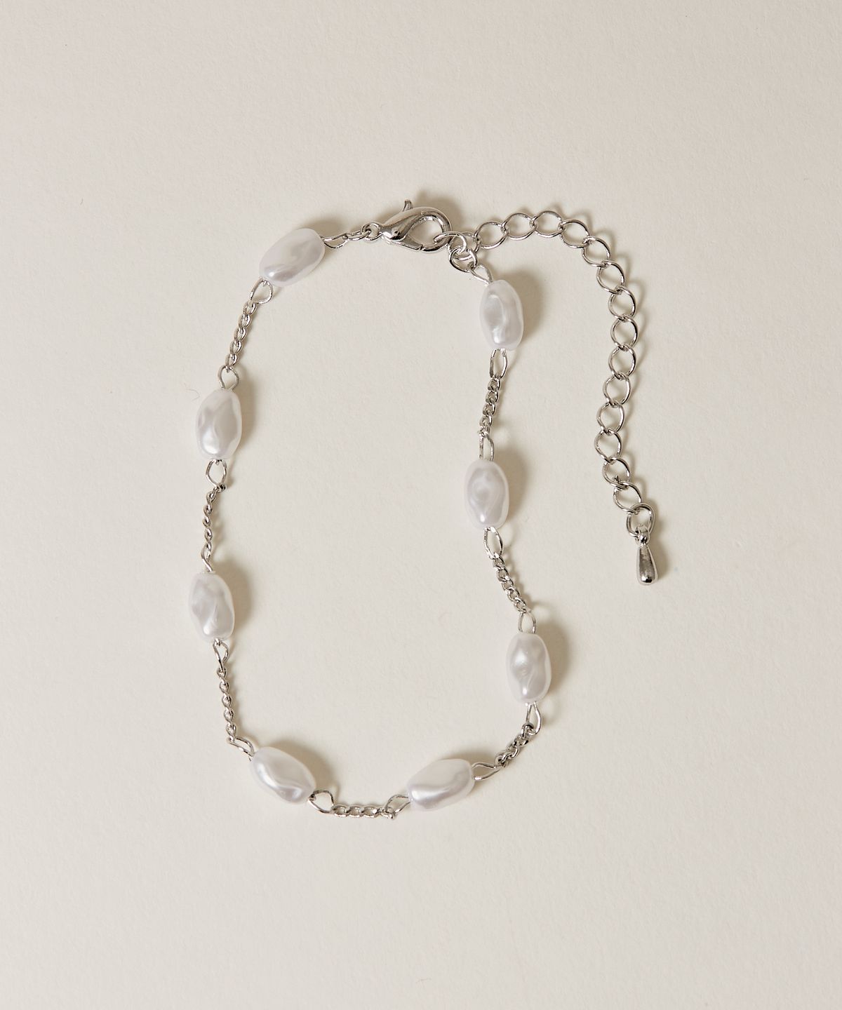 노비스도쿄(NOVICE TOKYO) 바로크 내로우 진주 팔찌 Baroque Pearl & Narrow Chain Bracelet / Silver