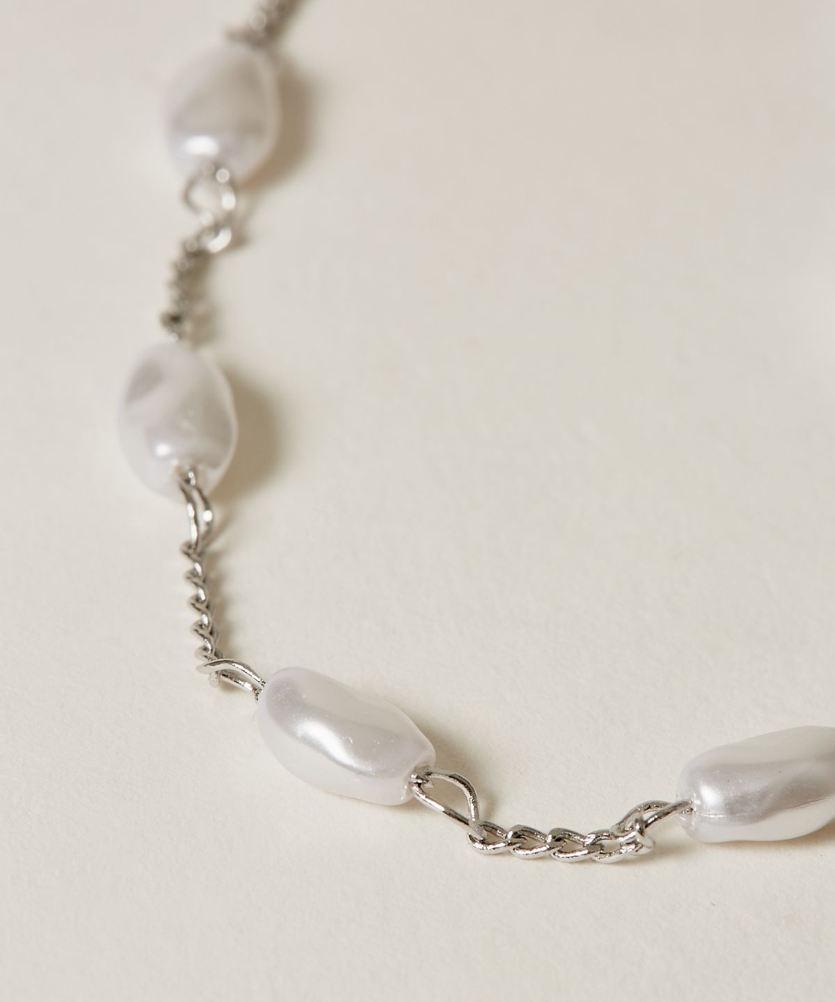 노비스도쿄(NOVICE TOKYO) 바로크 내로우 진주 팔찌 Baroque Pearl & Narrow Chain Bracelet / Silver