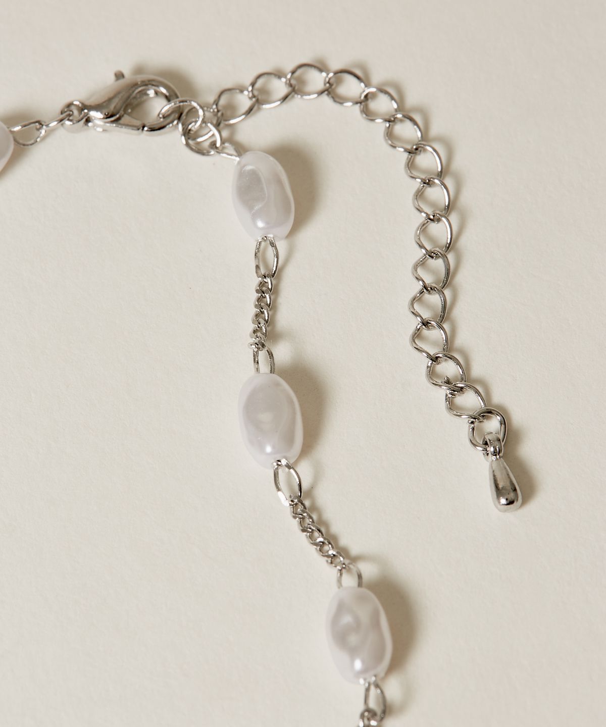 노비스도쿄(NOVICE TOKYO) 바로크 내로우 진주 팔찌 Baroque Pearl & Narrow Chain Bracelet / Silver