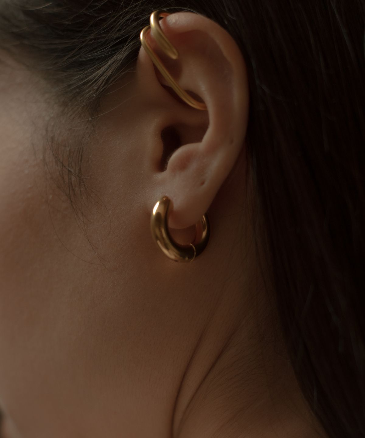 노비스도쿄(NOVICE TOKYO) 볼륨 힌지 후프 피어스 Hinged Thick Hoop Pierce［Stainless］ / Gold