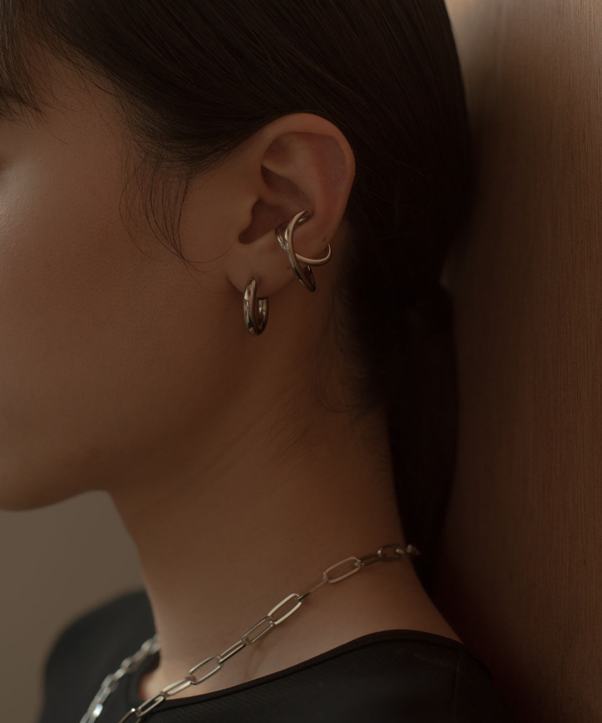 노비스도쿄(NOVICE TOKYO) 라지 크로스 이어커프 Large Cross Ear Cuff / Silver