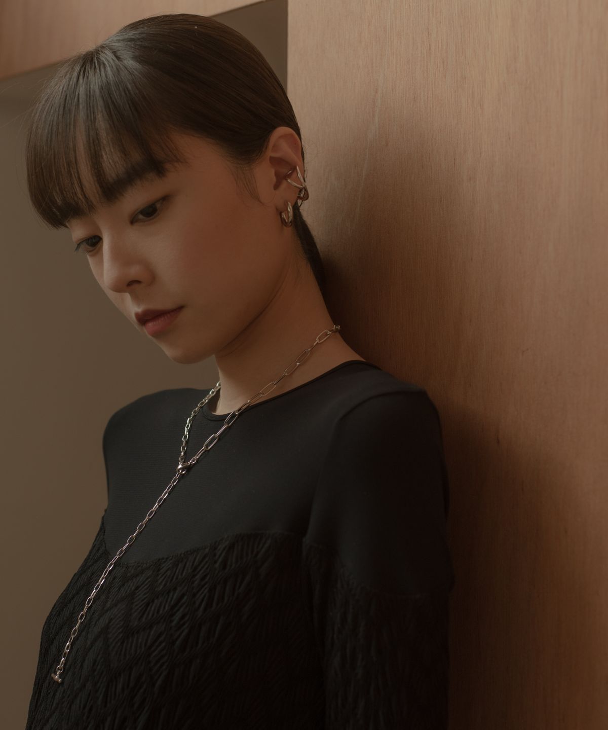 노비스도쿄(NOVICE TOKYO) 라지 크로스 이어커프 Large Cross Ear Cuff / Silver