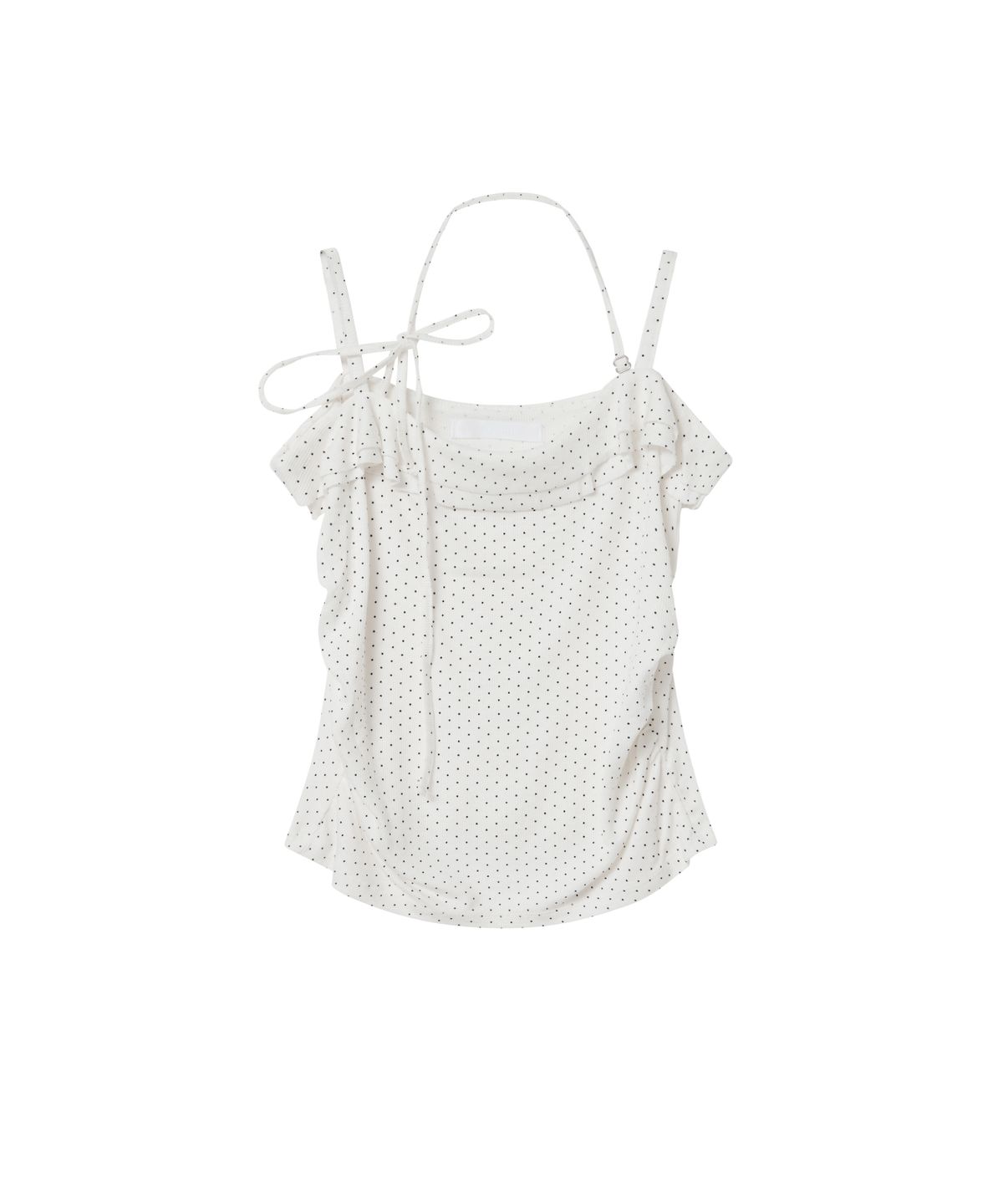 서울리(SEOULI) SIENA SLEEVELESS FRILL TOP [POLKA WHITE]