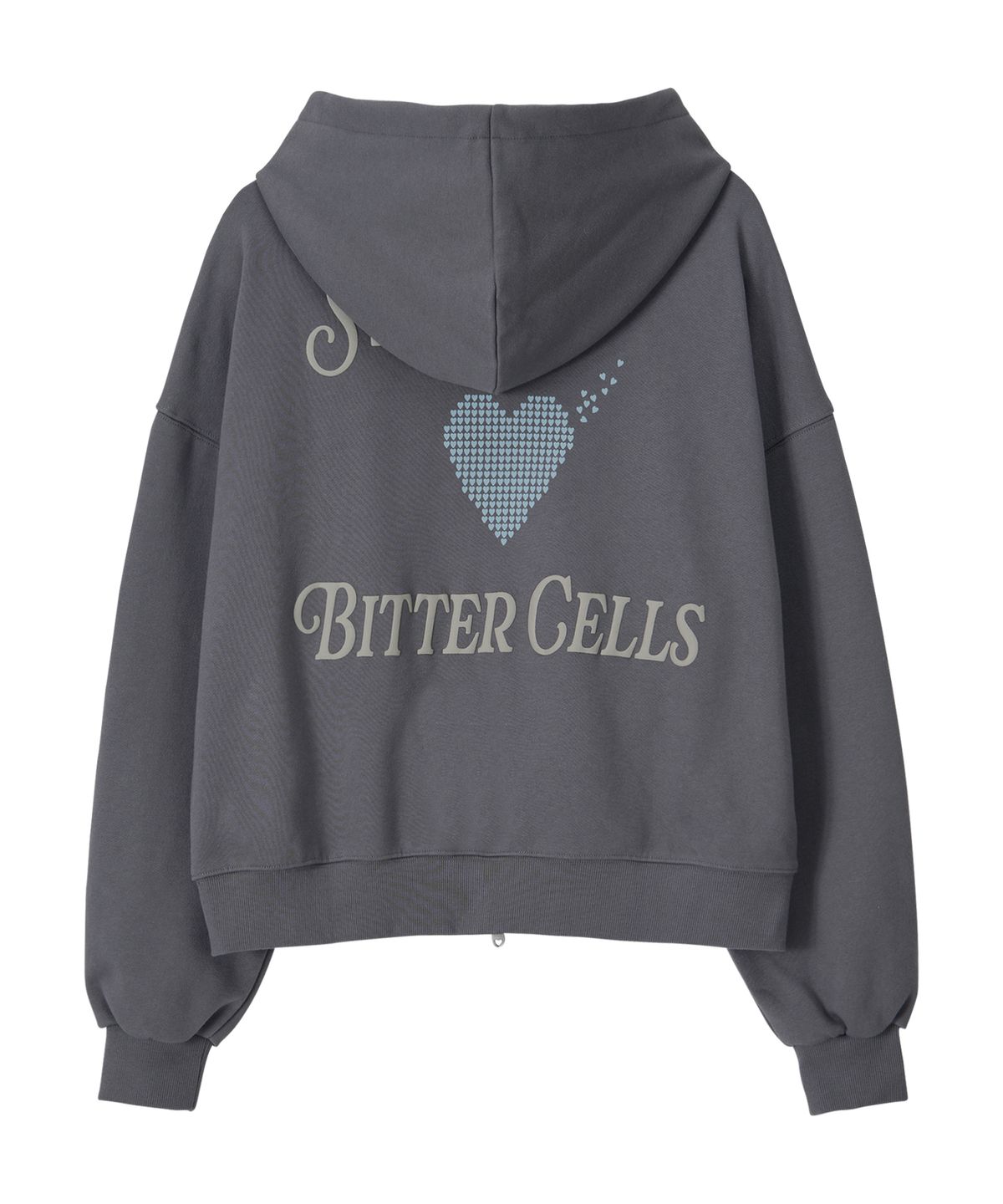 비터셀즈(BITTERCELLS) 스캐터 하트 후드집업-다크 그레이