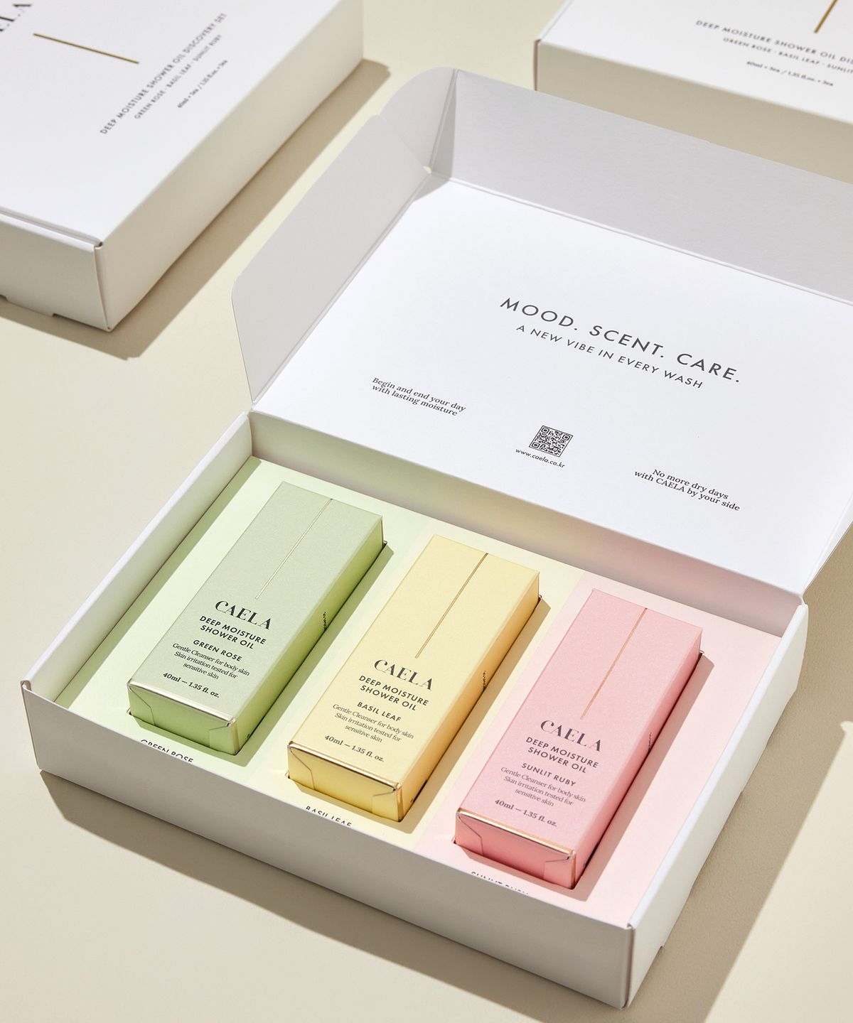 카엘라(CAELA) 바디워시 디스커버리 3종 세트 (40ml x3) 그린로즈·바질리프·썬릿루비
