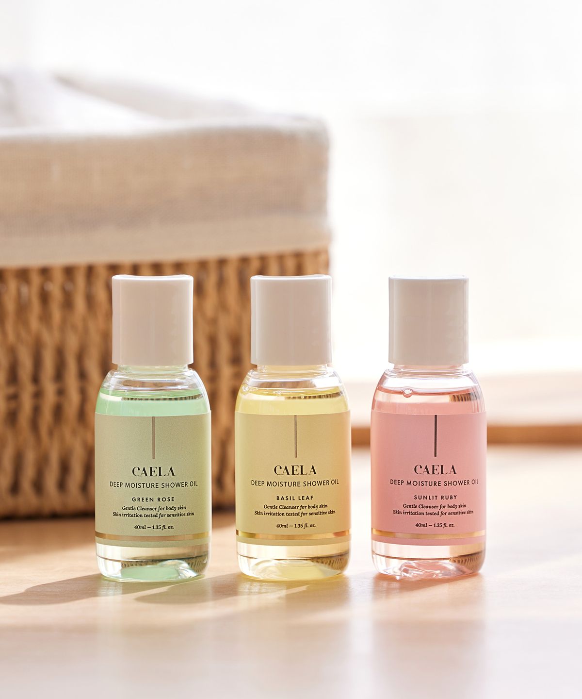 카엘라(CAELA) 바디워시 디스커버리 3종 세트 (40ml x3) 그린로즈·바질리프·썬릿루비