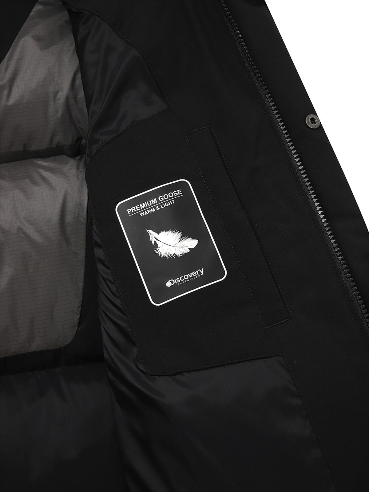 디스커버리 익스페디션(DISCOVERY EXPEDITION) 남성 레스터G 하이넥 구스다운 숏패딩 (BLACK)