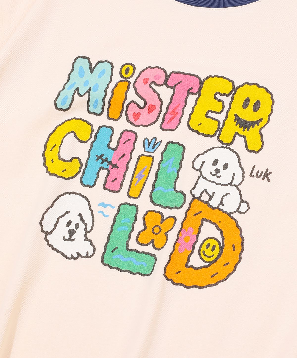 미스터차일드(MISTER CHILD) 레터링 티셔츠 크림 네이비