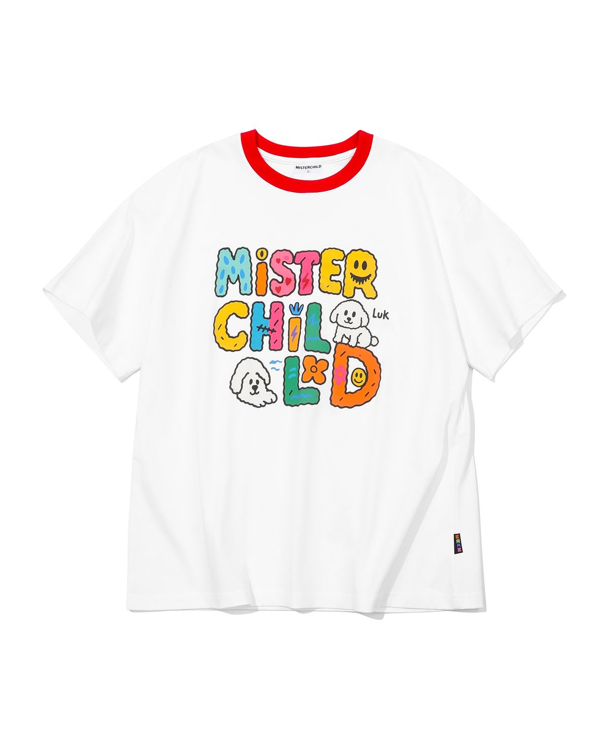 미스터차일드(MISTER CHILD) 레터링 티셔츠 화이트 레드