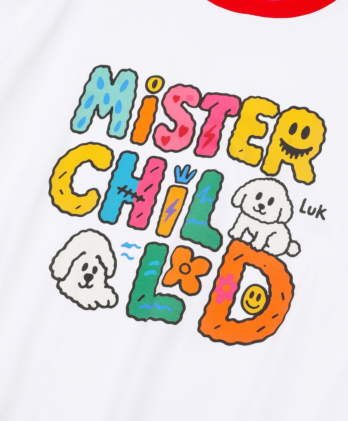 미스터차일드(MISTER CHILD) 레터링 티셔츠 화이트 레드