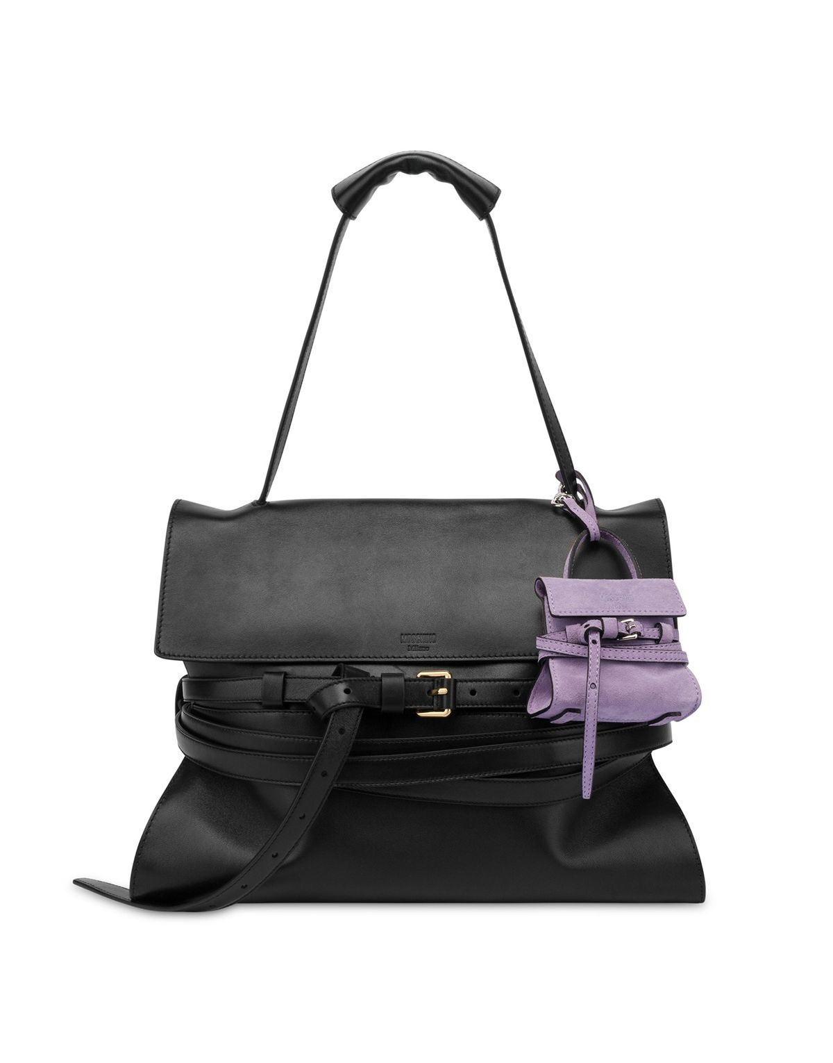 모스키노(MOSCHINO) 타이 미 카우 스웨이드 미니 키링백 LAVENDER