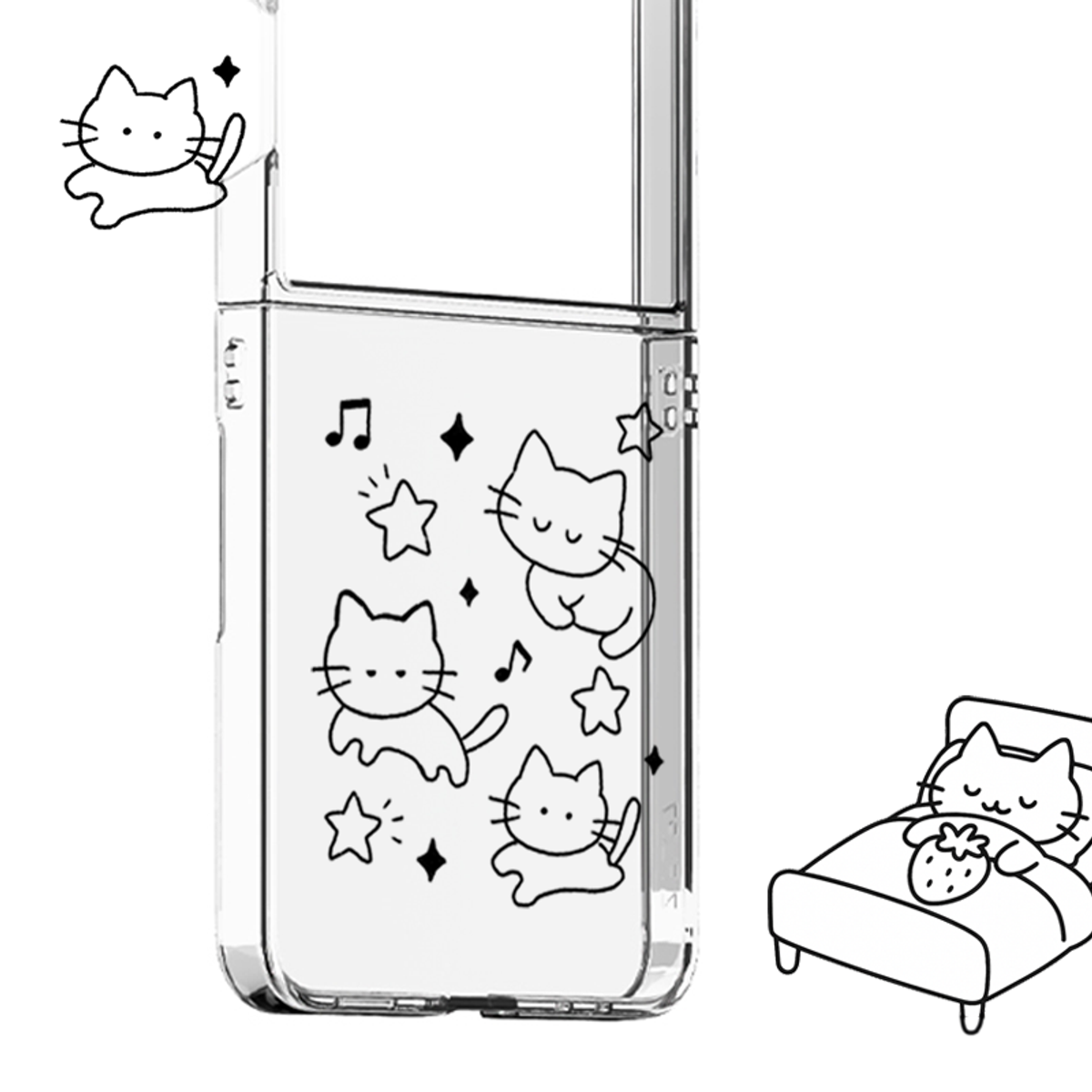 이레케이스앤굿즈(IRECASEGOODS) 꿈냥이 플립7 플립6 전용 투명하드케이스
