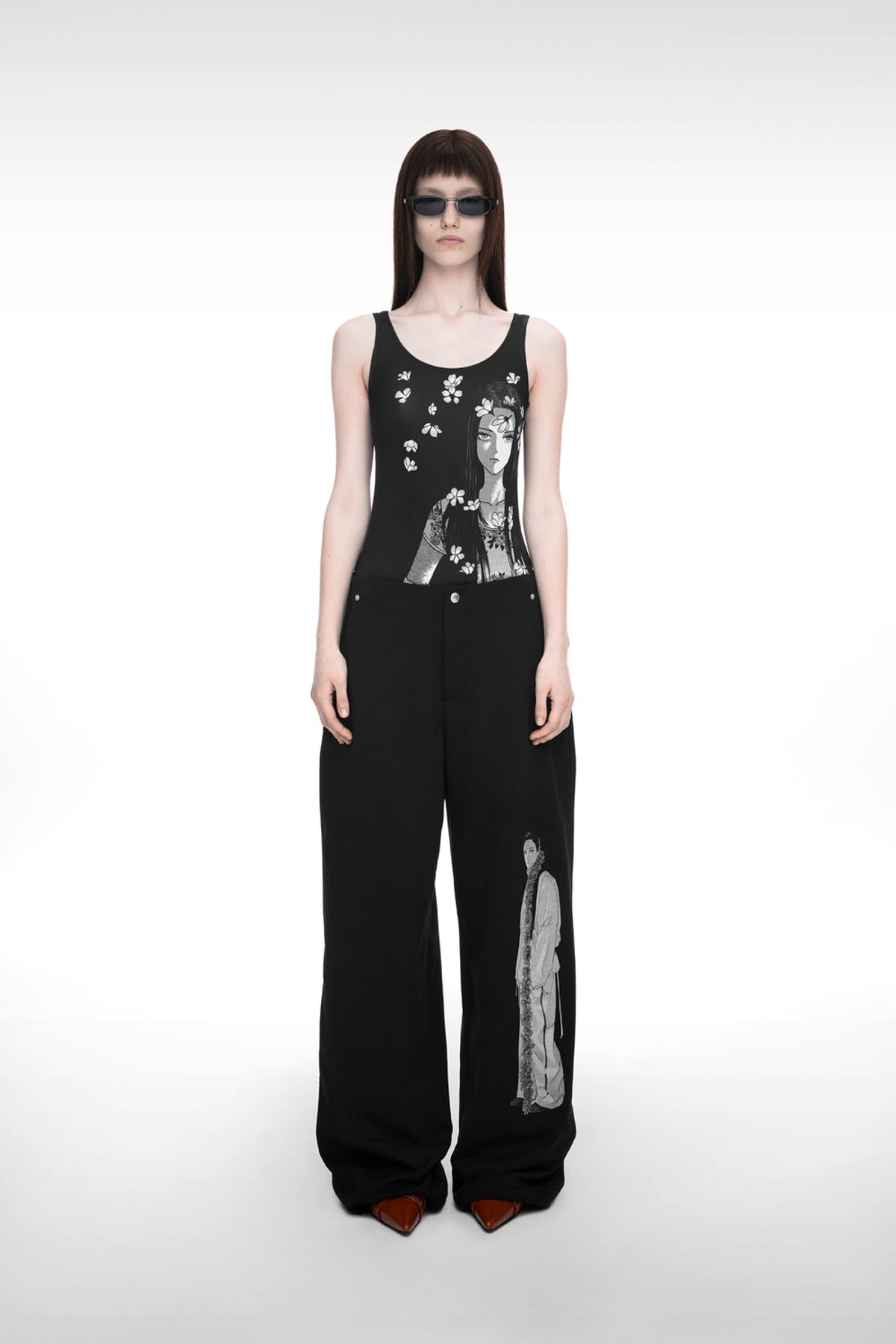 나체(NACHE) DRAWING SWEAT PANTS (UNISEX) BLACK