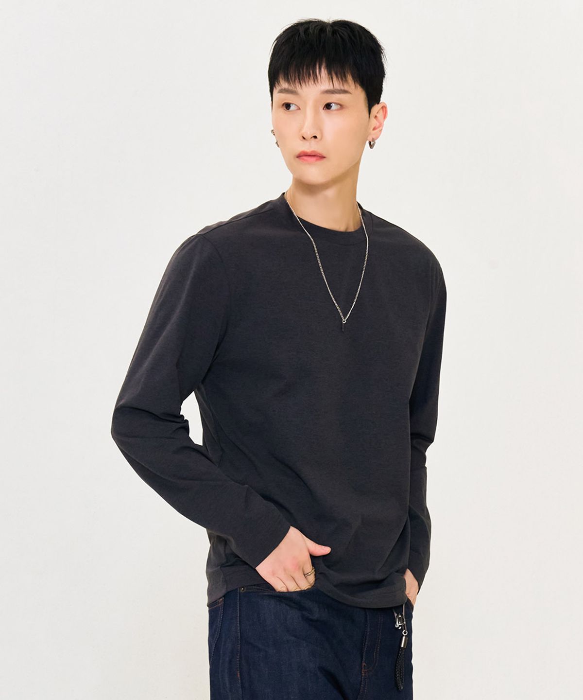 체이스컬트(CHASECULT) 남성 소프트 긴팔 티셔츠-그레이