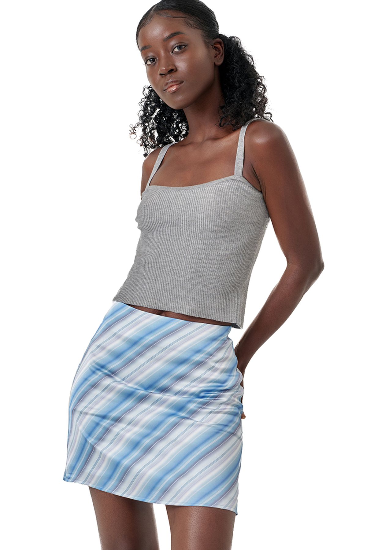 신스레터스(SHINS LETTERS) Wavy Stripe Skirt