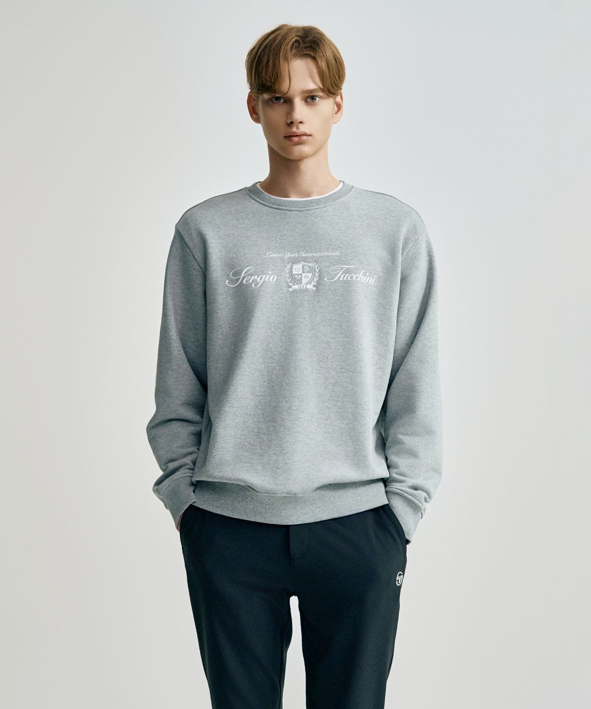 세르지오 타키니(SERGIO TACCHINI) U 쿠쉬라이트 프렌치 클래식 맨투맨 (Melange Grey)