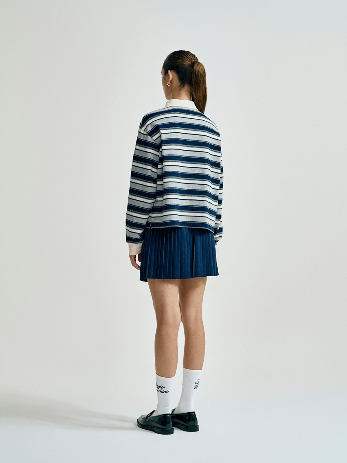 세르지오 타키니(SERGIO TACCHINI) W 스트라이프 저지 럭비 셔츠 (Navy)