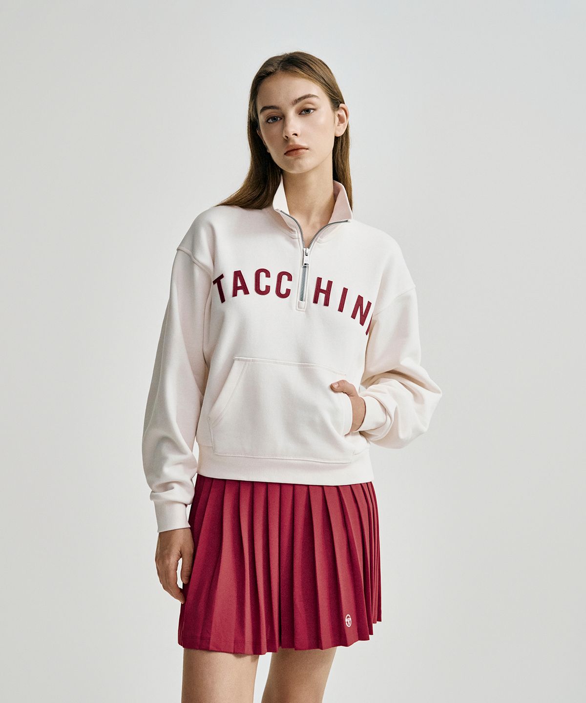 세르지오 타키니(SERGIO TACCHINI) W 쿠쉬라이트 프렌치 크롭 하프집 (Ivory)