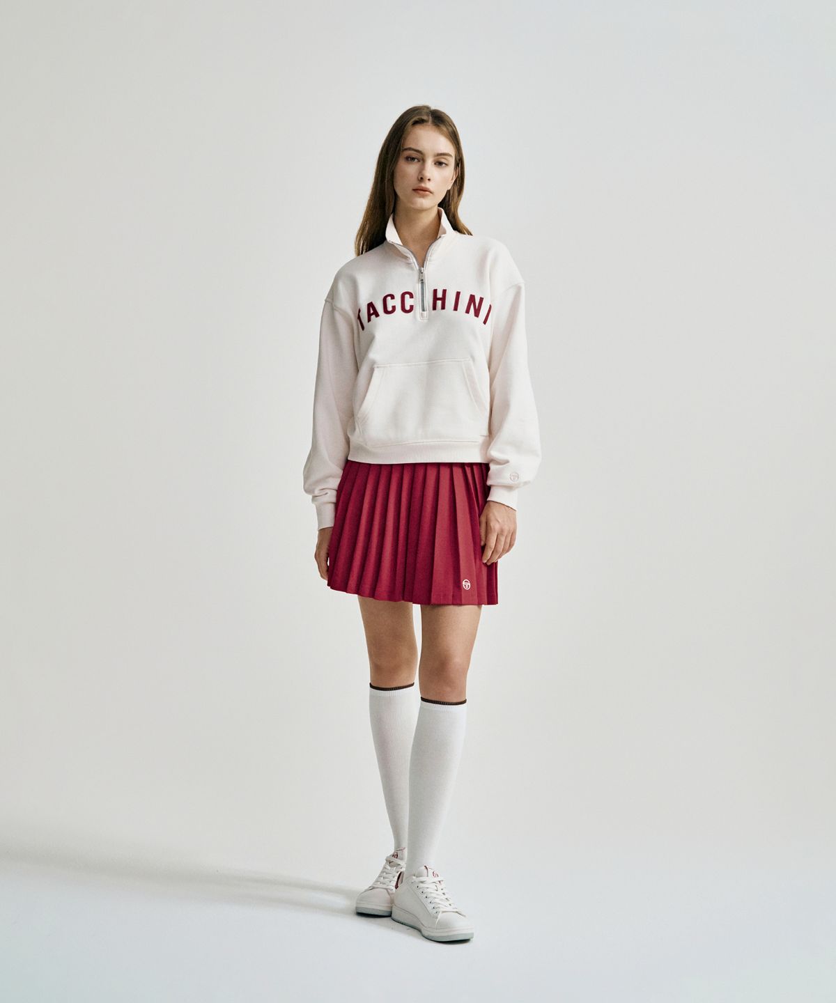 세르지오 타키니(SERGIO TACCHINI) W 쿠쉬라이트 프렌치 크롭 하프집 (Ivory)