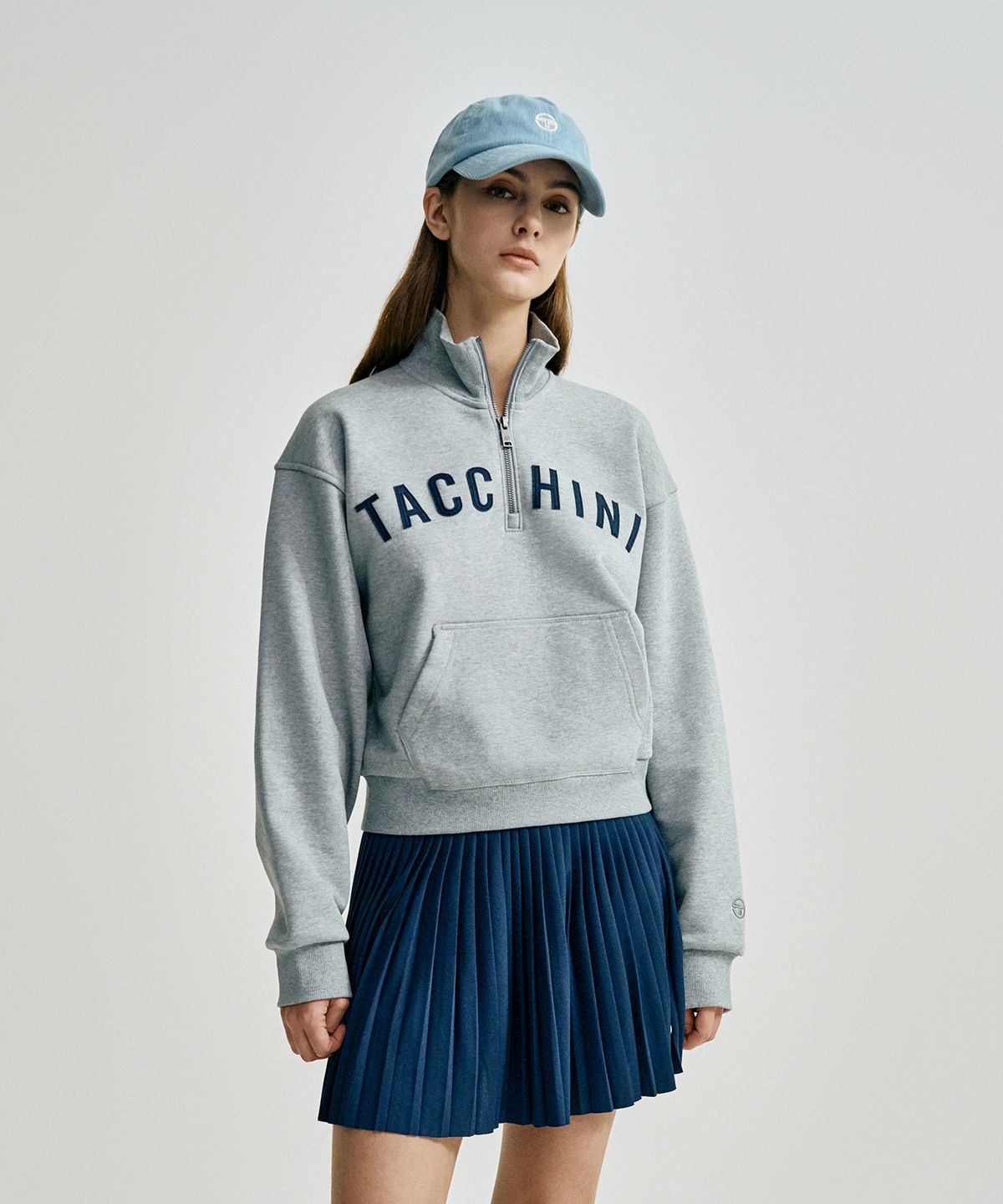 세르지오 타키니(SERGIO TACCHINI) W 쿠쉬라이트 프렌치 크롭 하프집 (Melange Grey)
