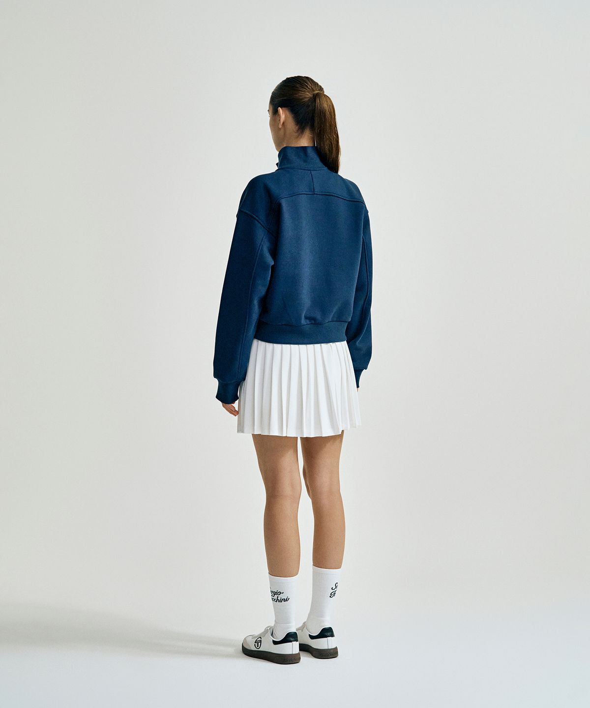 세르지오 타키니(SERGIO TACCHINI) W 쿠쉬라이트 프렌치 크롭 하프집 (Navy)