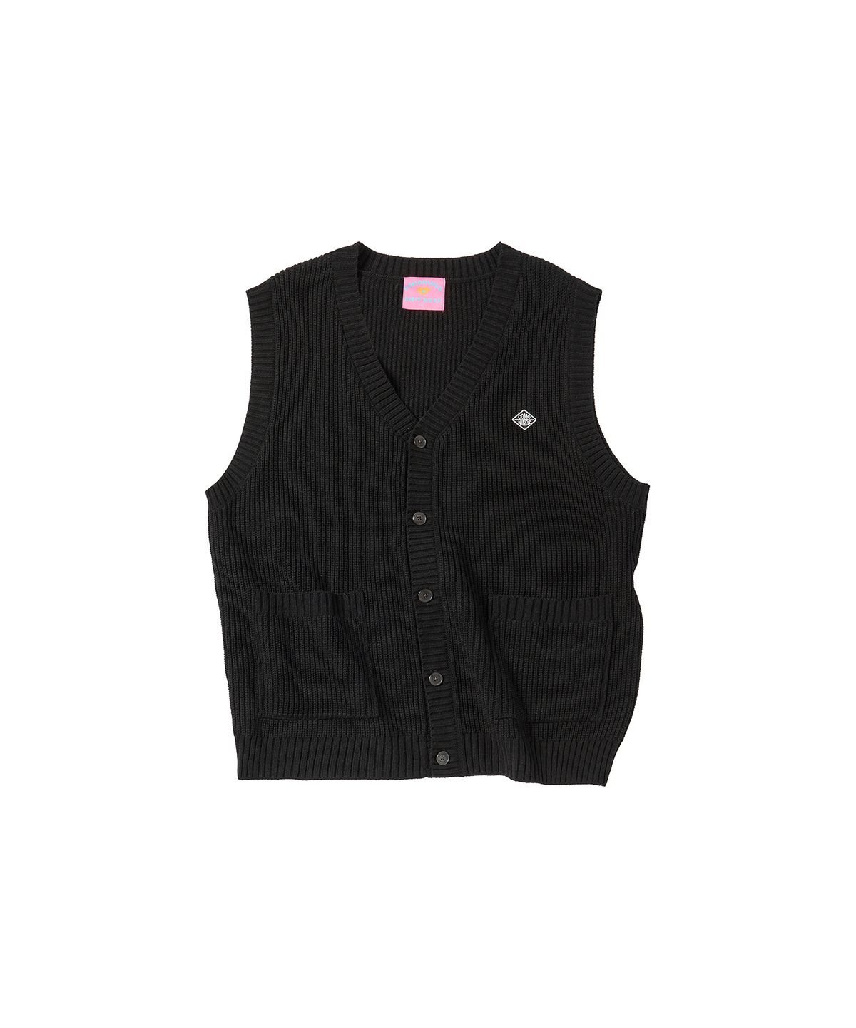 꼬모니노즈(COMONINOZ) V-NECK SWEATER VEST [BLACK]