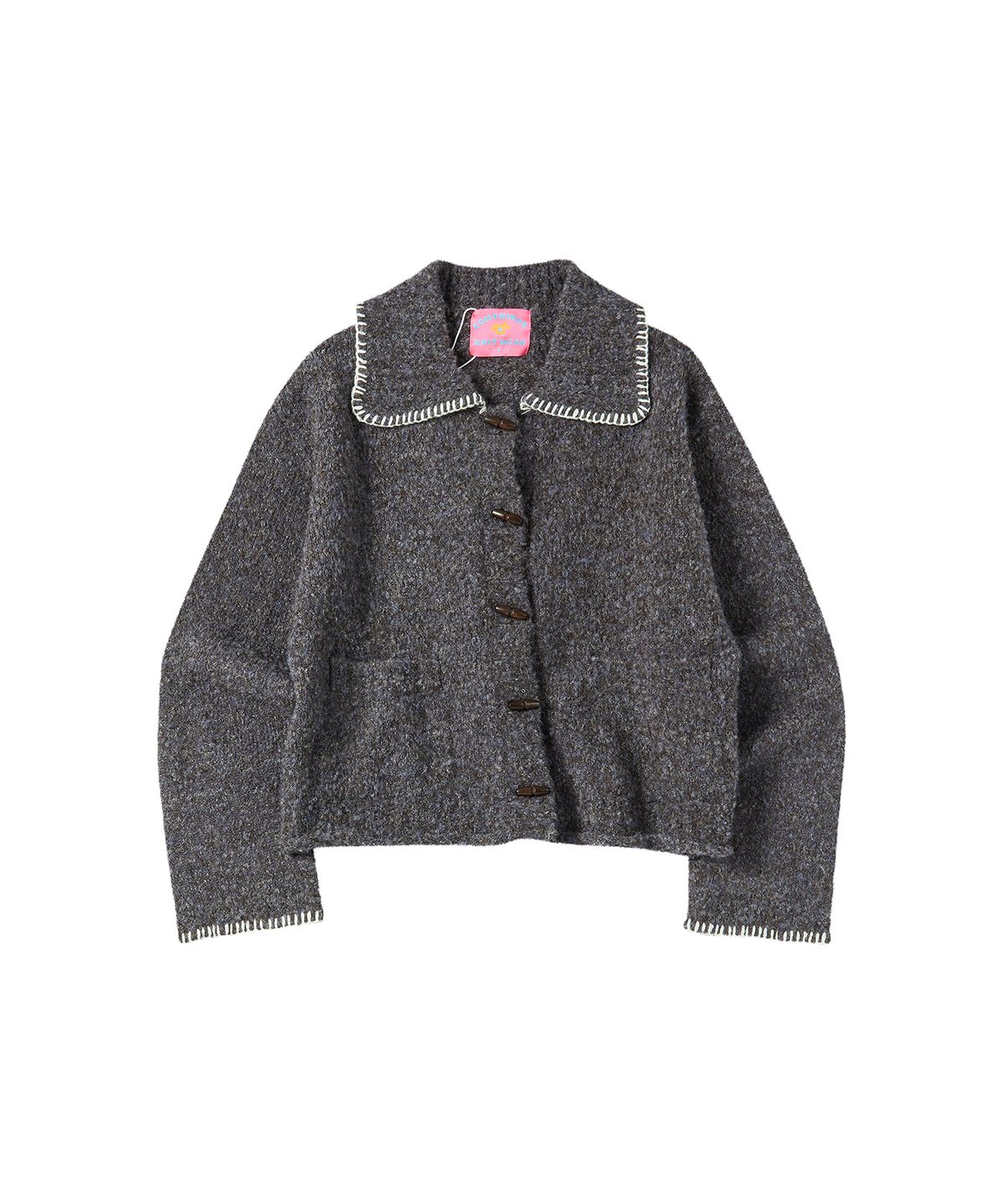 꼬모니노즈(COMONINOZ) W BOUCLE SWEATER CARDIGAN [CHARCOAL]