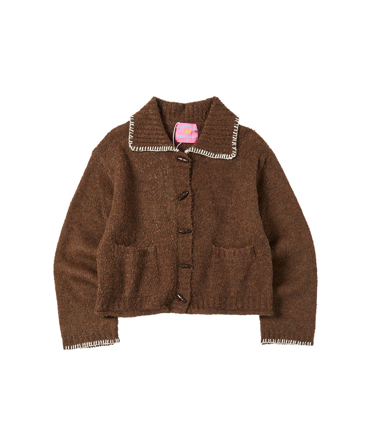 꼬모니노즈(COMONINOZ) W BOUCLE SWEATER CARDIGAN [BROWN]