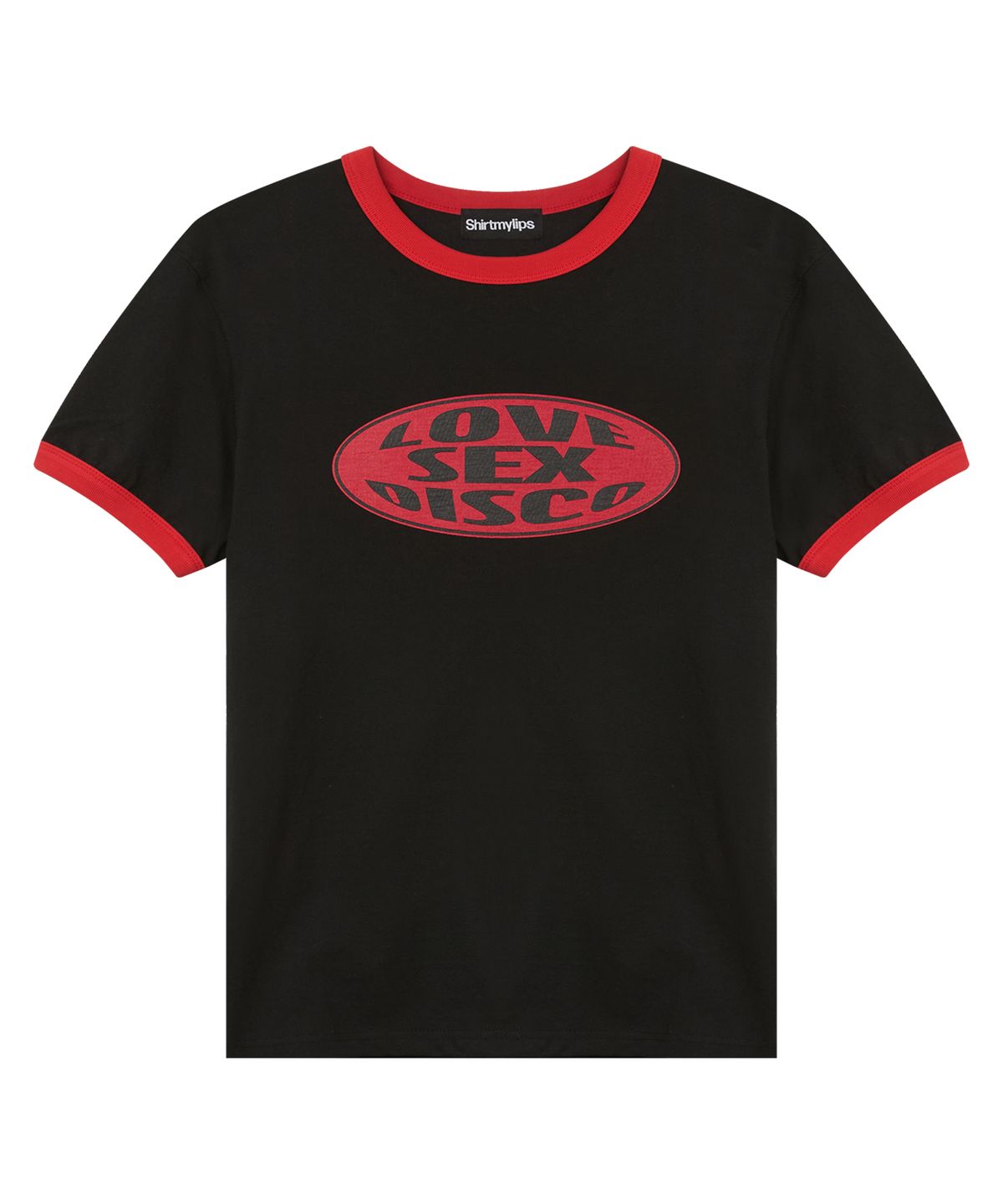 셔츠마이립스(SHIRTMYLIPS) 러브 디스코 링거 티셔츠 블랙