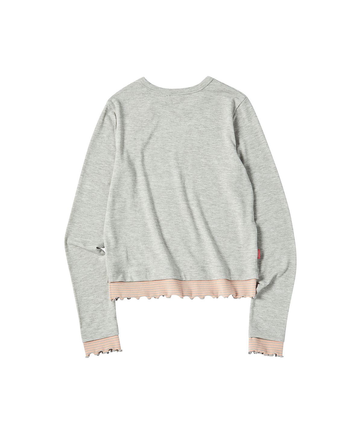 꼬모니노즈(COMONINOZ) W STRIPE LAYERED T-SHIRT [LIGHT GRAY]