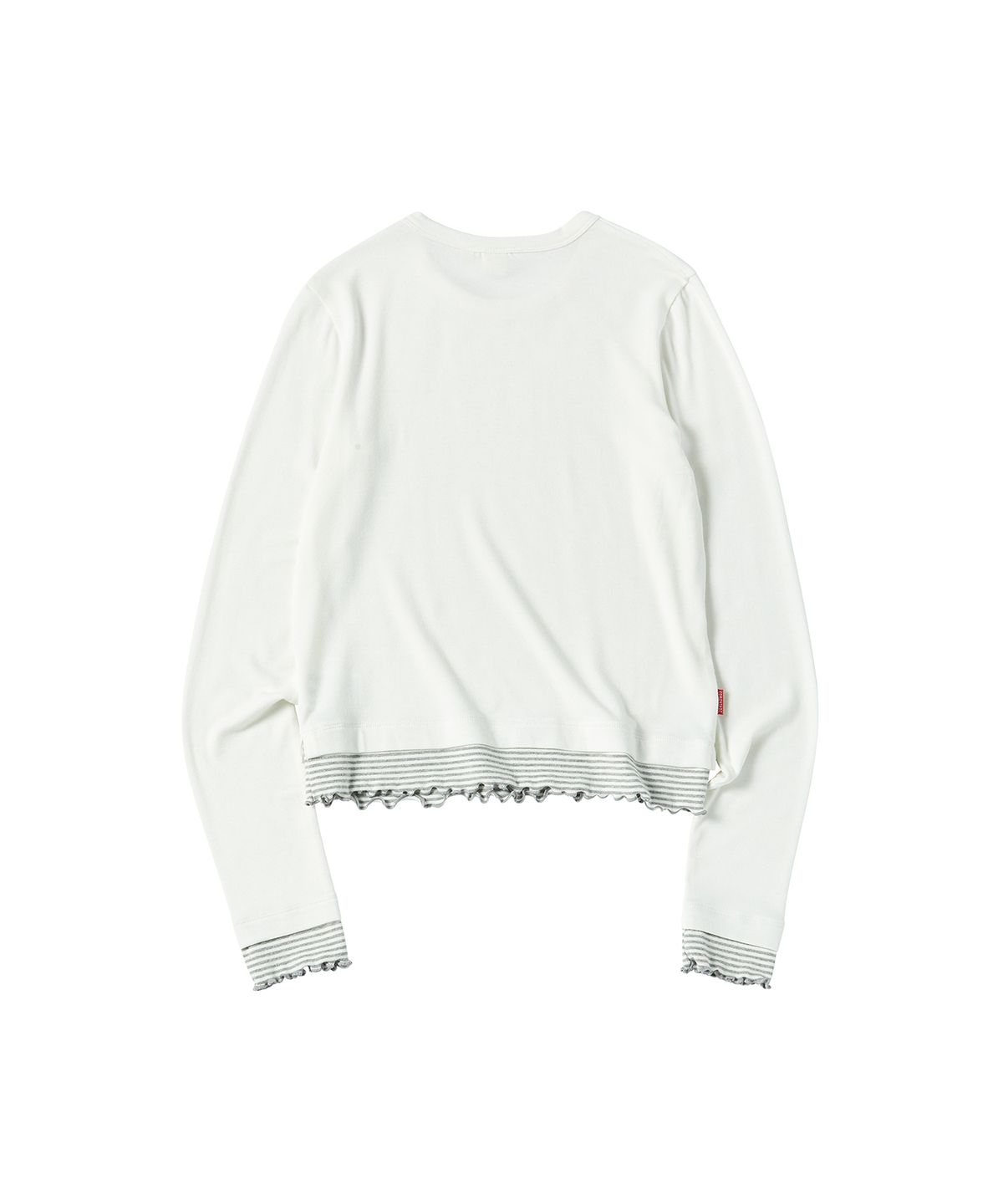 꼬모니노즈(COMONINOZ) W STRIPE LAYERED T-SHIRT [WHITE]