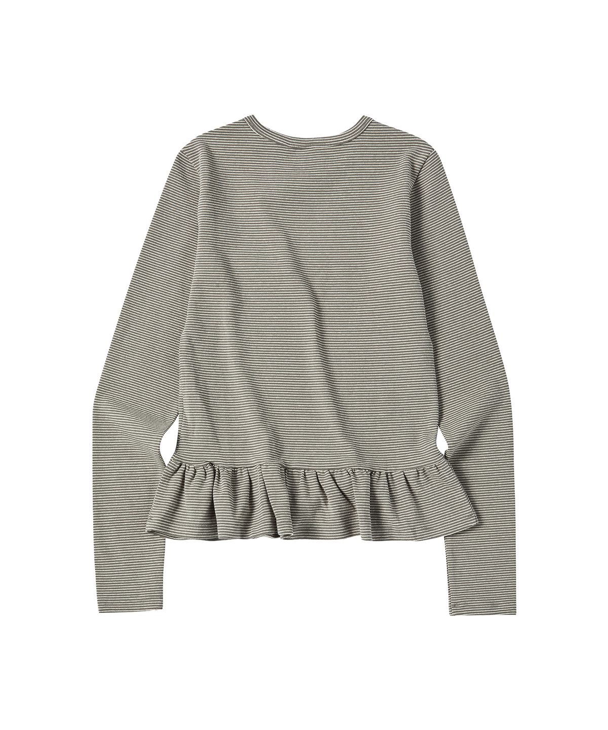 꼬모니노즈(COMONINOZ) W FRILL T-SHIRT [KHAKI]